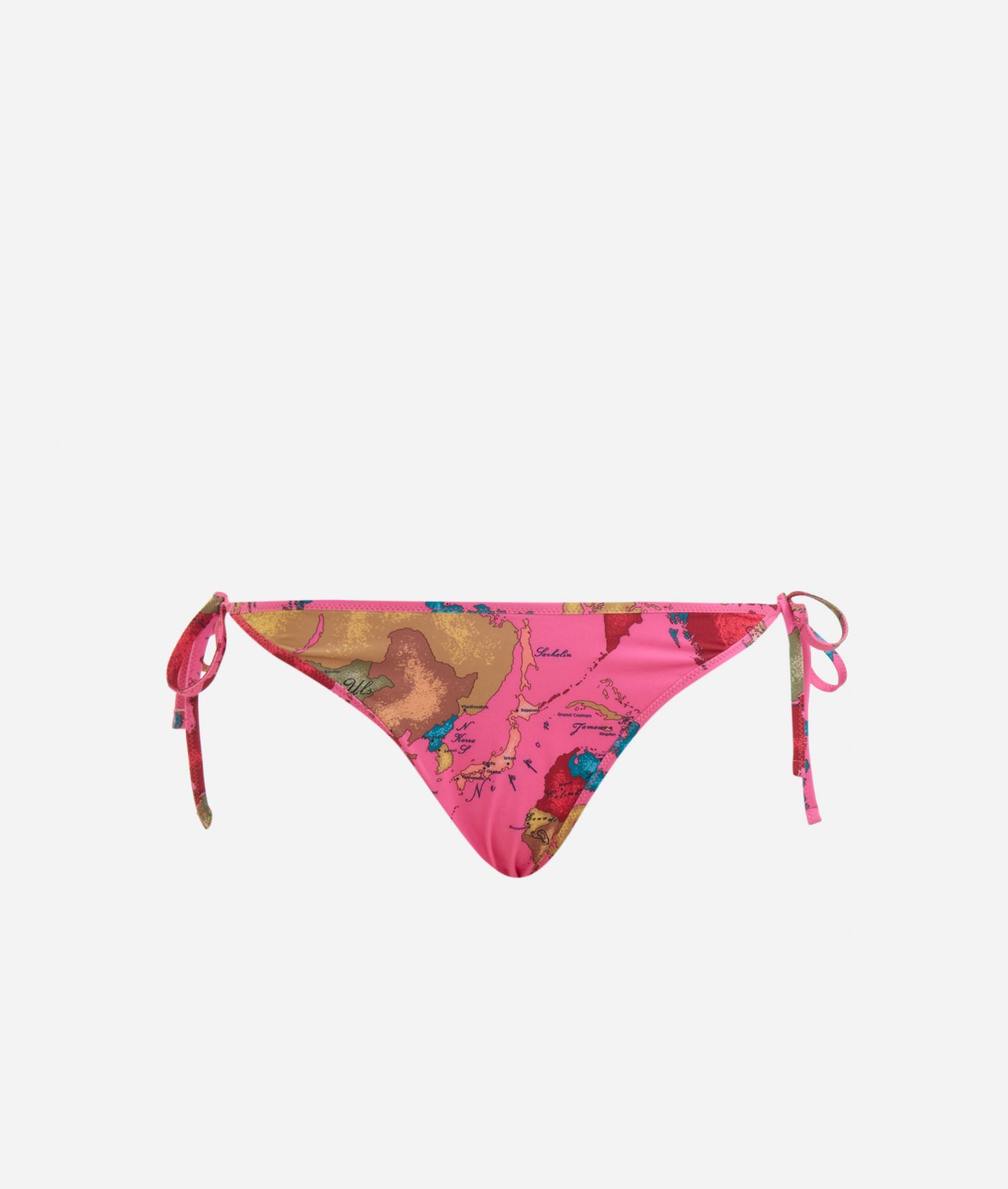 Geo Pop bikini bottom with ties Shocking Pink,front