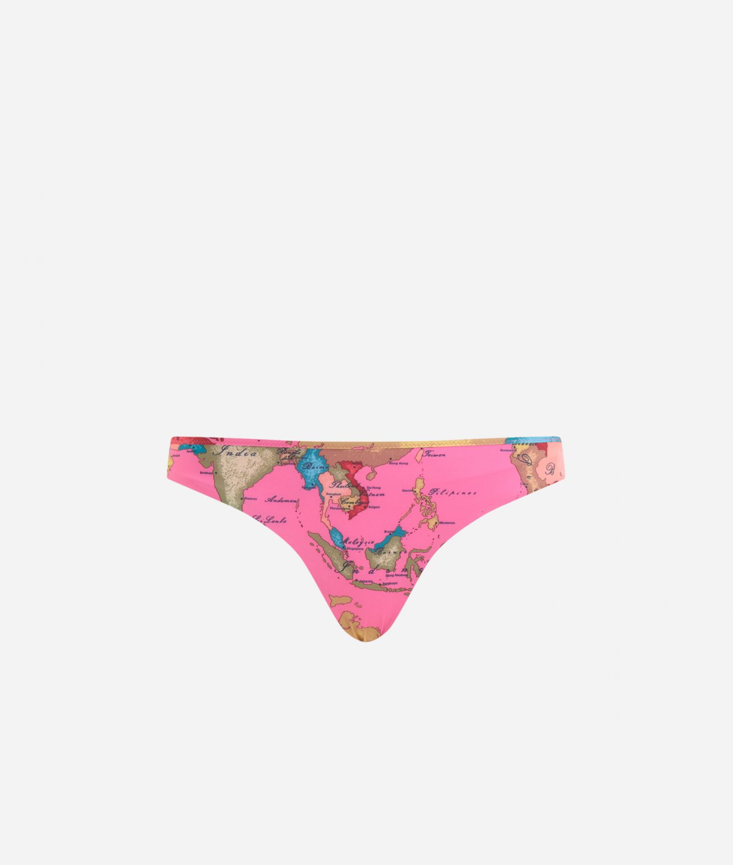 Geo Pop Brazilian bikini bottom Shocking Pink,front
