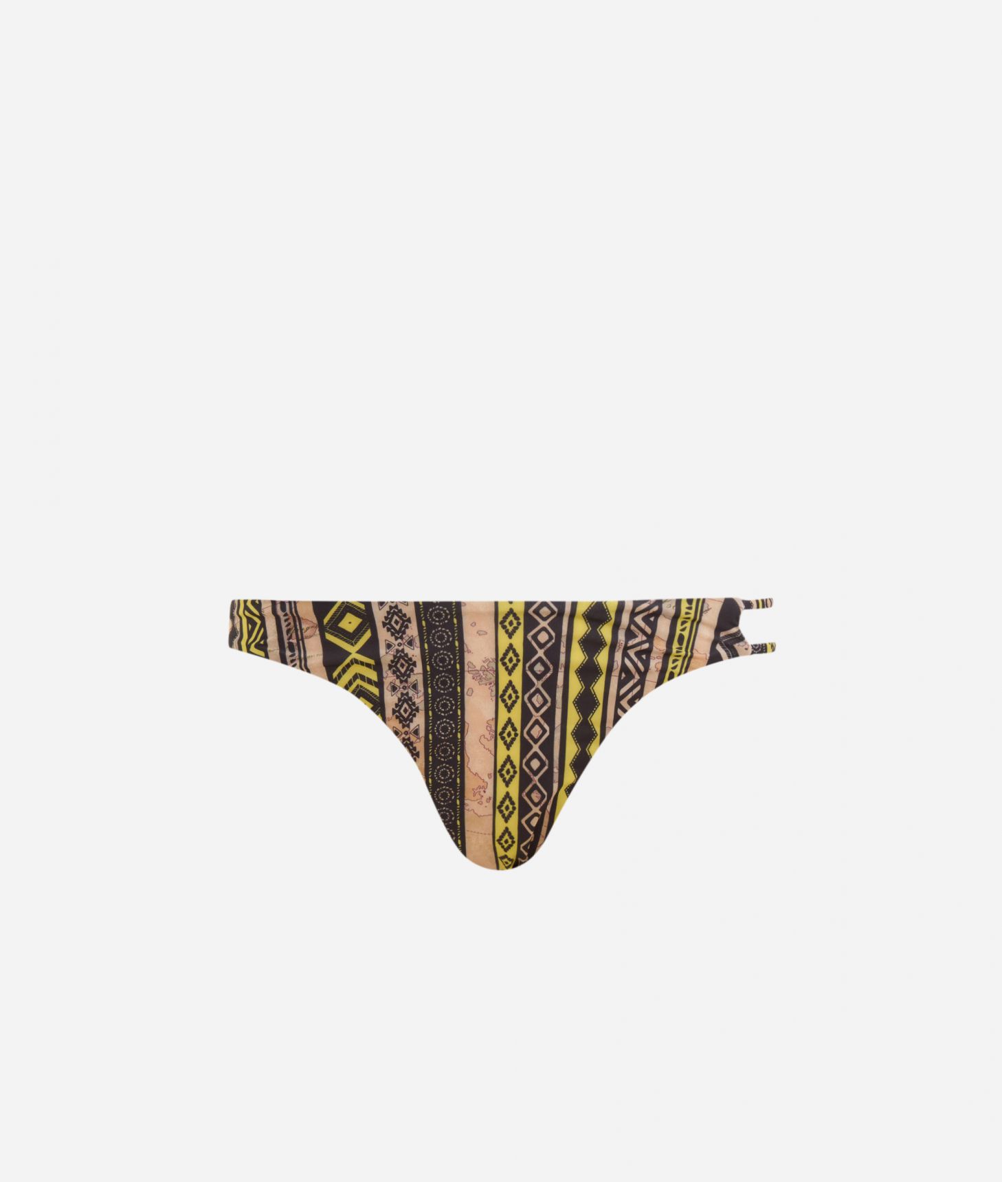 Geo Etnico bikini bottom with lateral strings Sun Yellow,front