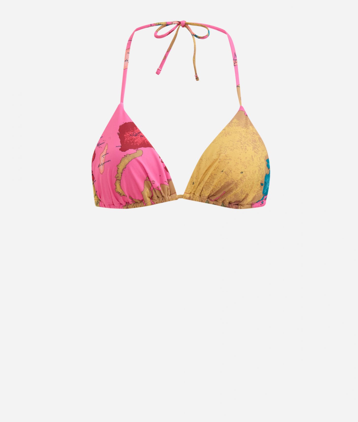 Geo Pop padded bikini top Shocking Pink,front