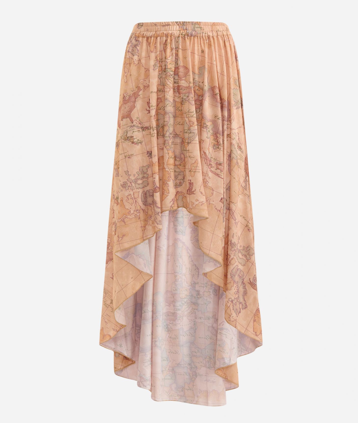 Long asymmetrical crêpe skirt Geo Classic,front