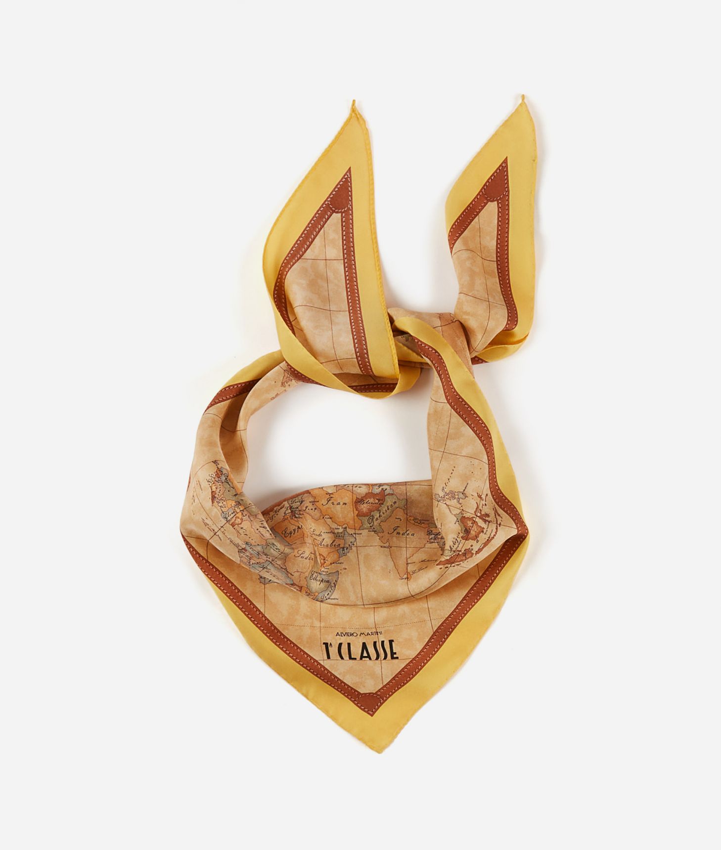 Geo Classic silk triangle foulard 127 x 86 x 86 Golden Yellow,front