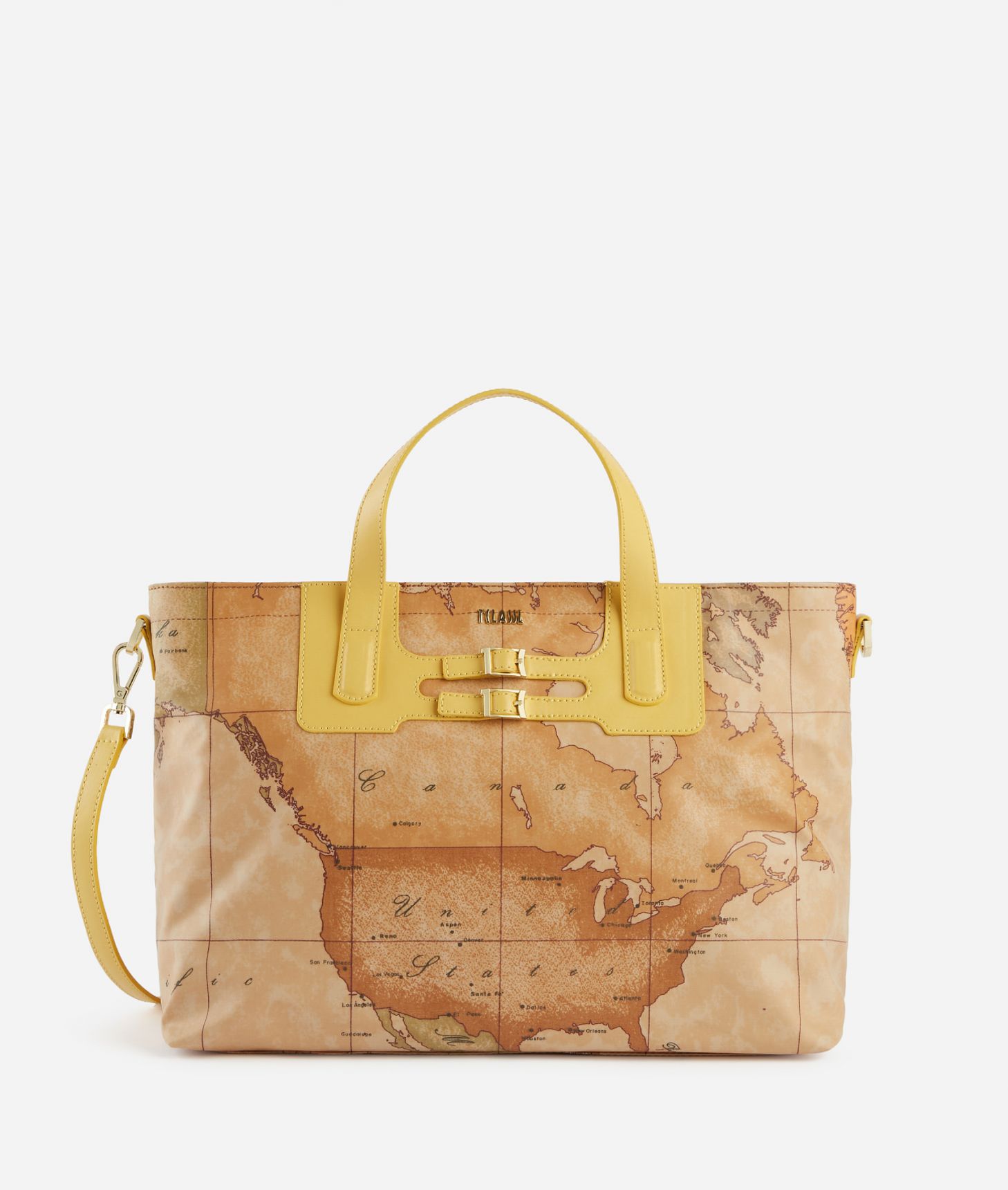 Soft Atlantic handbag with crossbody strap Golden Yellow,front