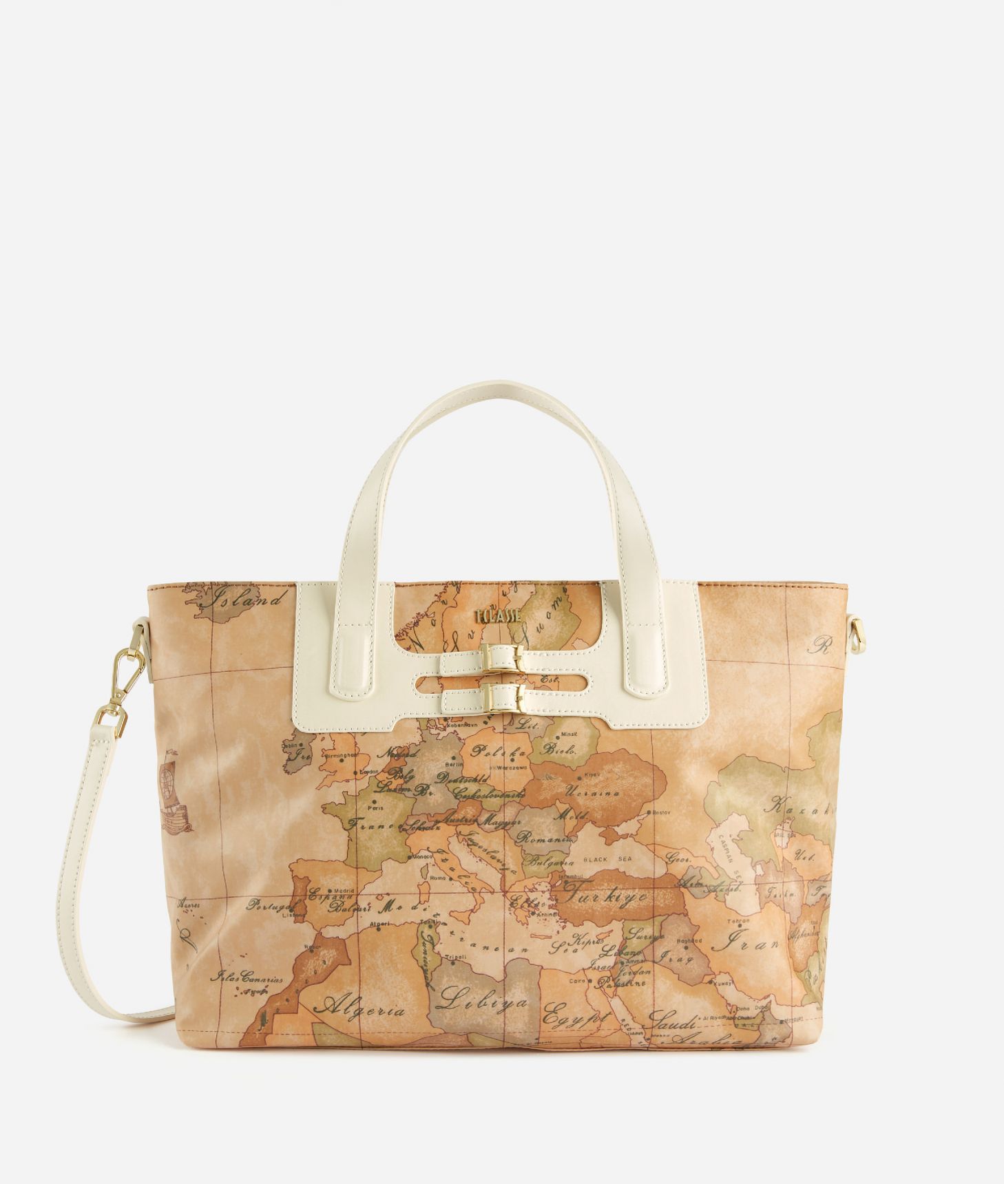 Soft Atlantic handbag with crossbody strap Ivory,front