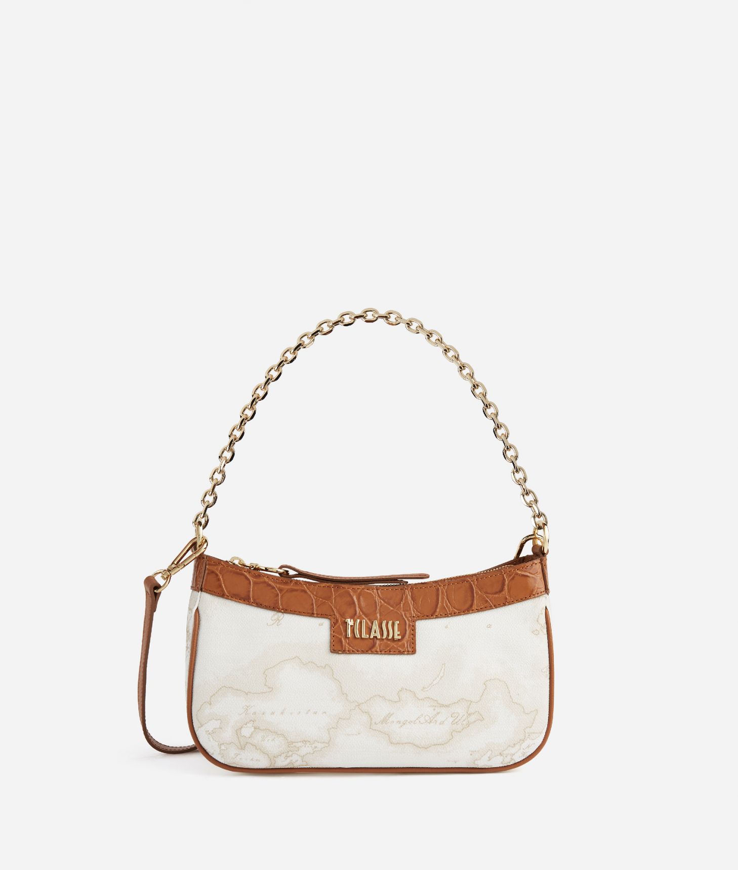 Lolita Bag Geo White crossbody bag with chain Leather Brown,front