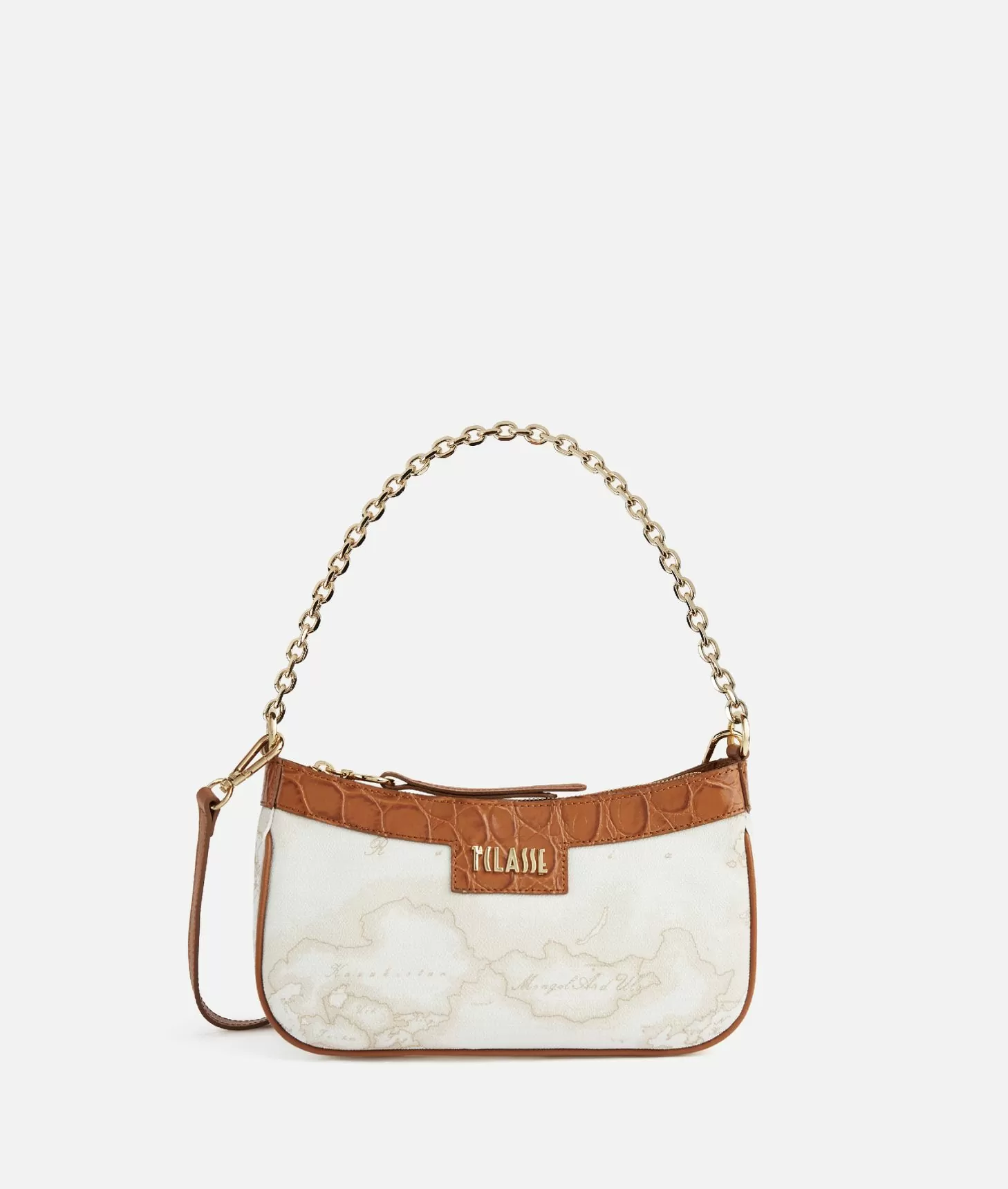 Lolita Bag Geo White baguette bag with crossbody strap Leather Brown