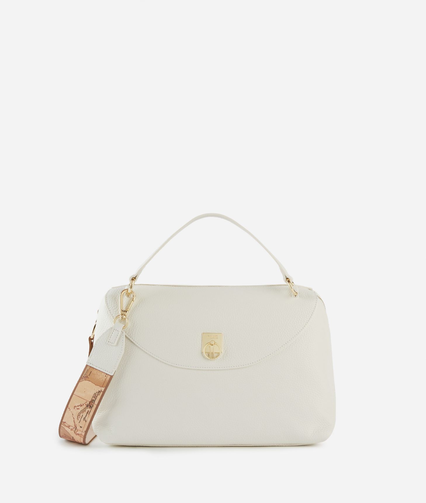 Deco Coast bowler bag with crossbody strap Ivory,front