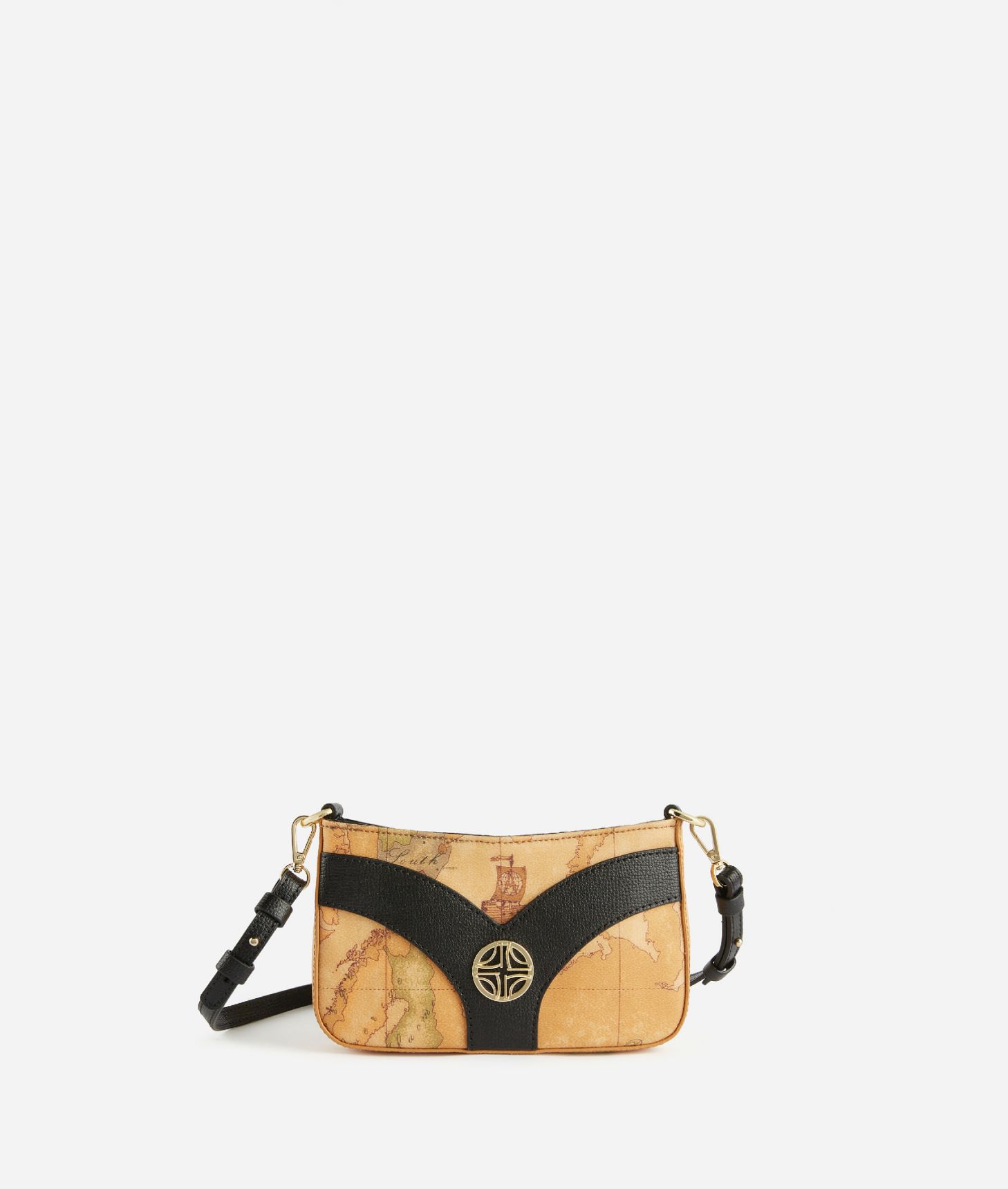 Geo Sunrise Ring pouch with crossbody strap Black,front