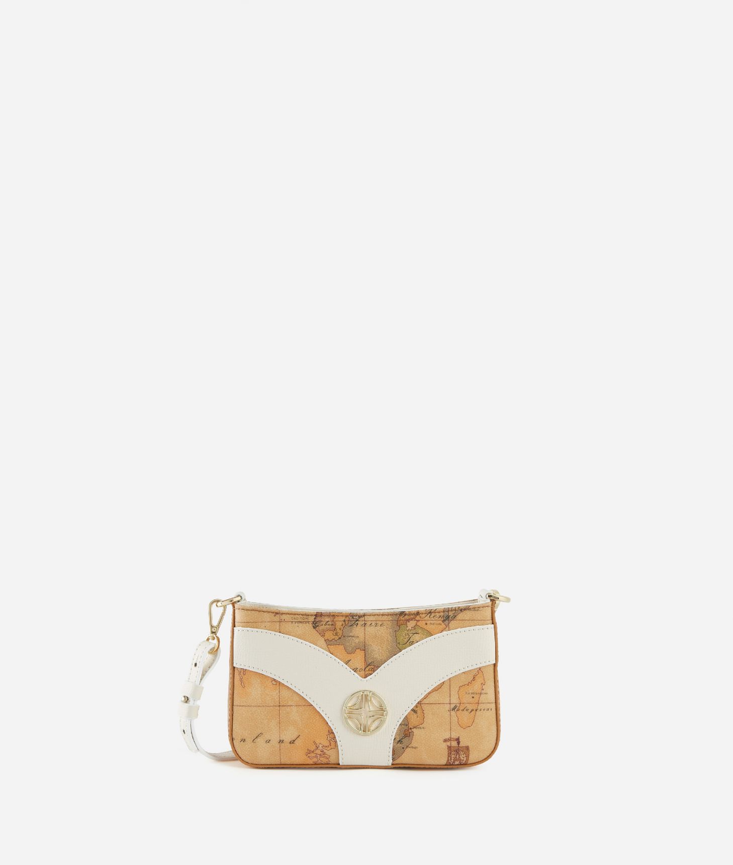 Geo Sunrise Ring pouch with crossbody strap Ivory,front