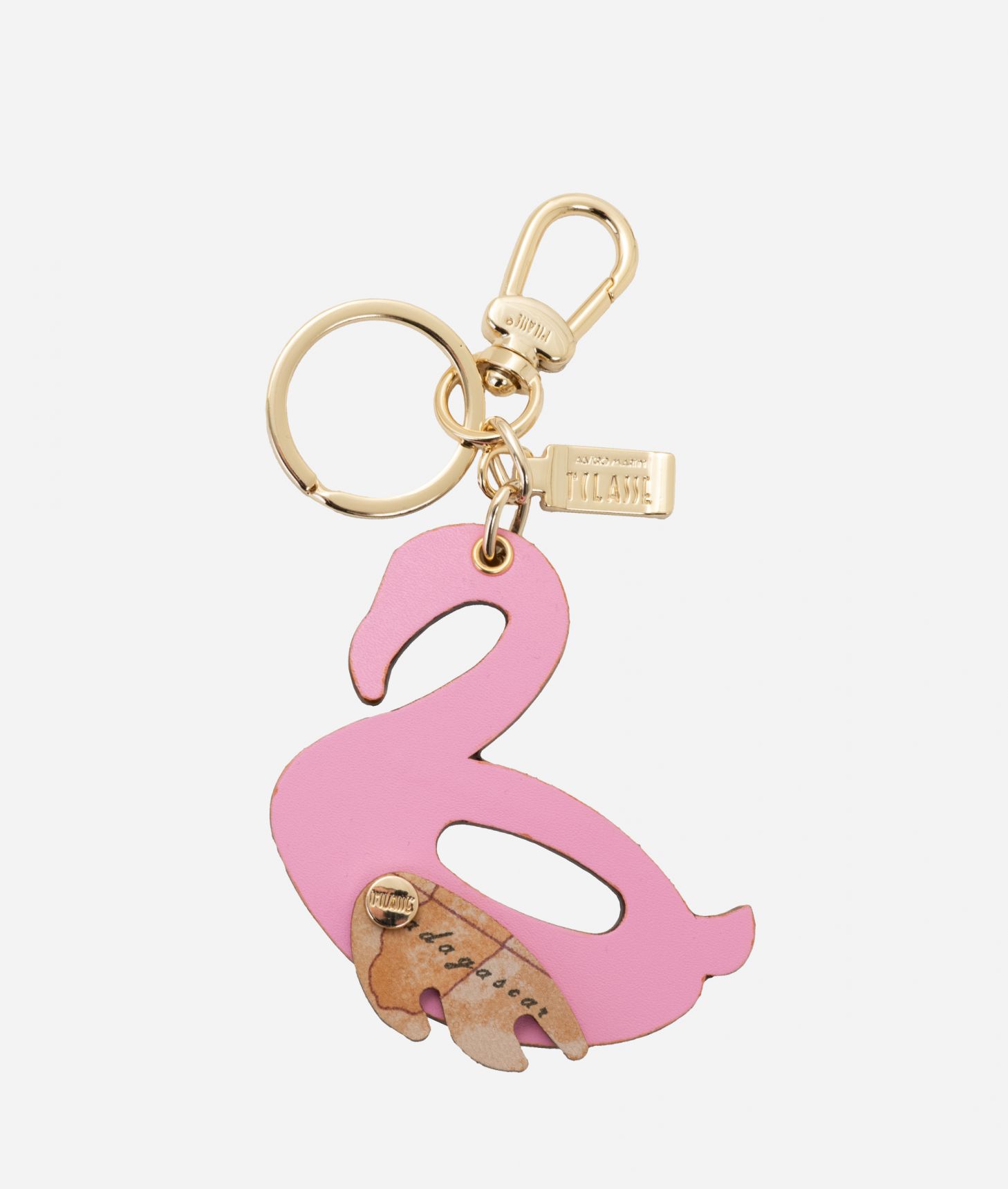 Flamingo leather keychain Bubble Pink,front
