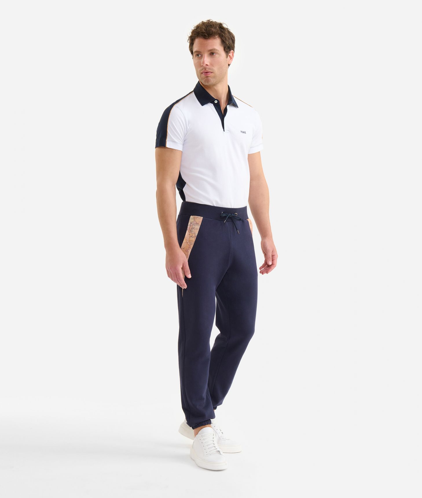 Pantaloni jogging in cotone Blu Navy,front