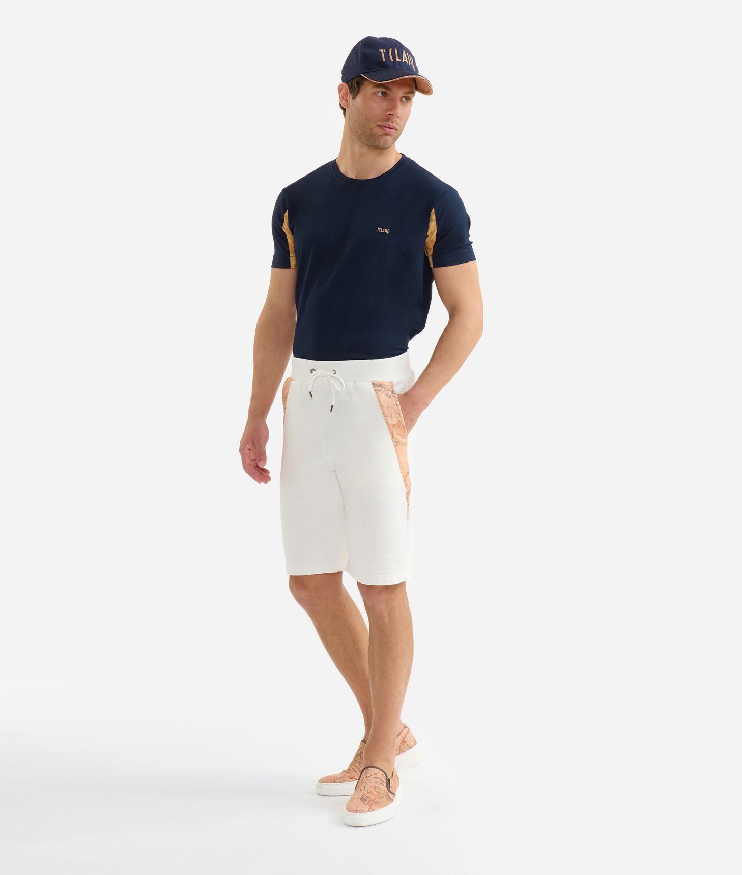 Cotton drawstring Bermuda shorts White,front