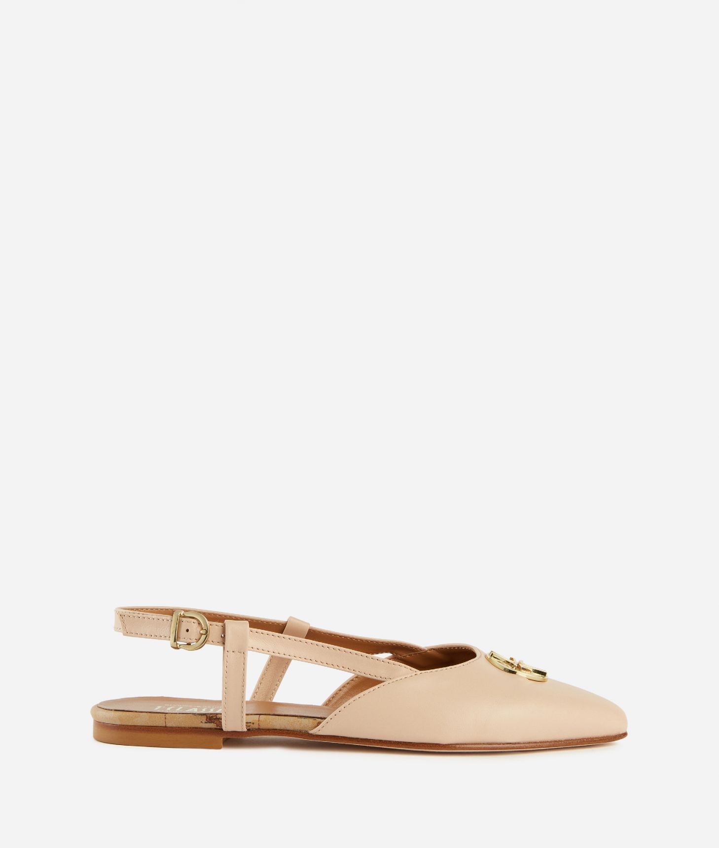 Smooth leather slingback flats Nude,front