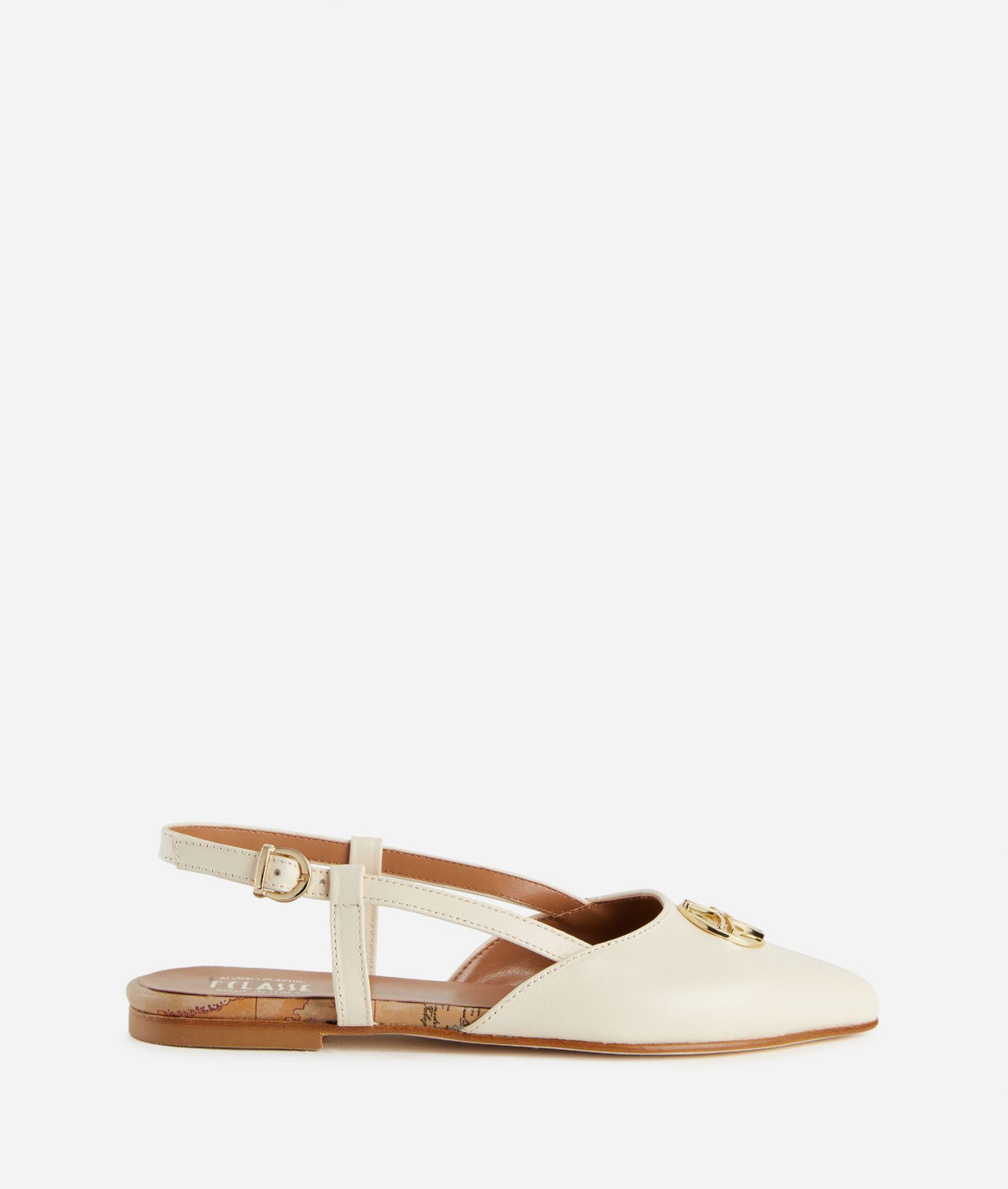 Smooth leather slingback flats Ivory,front