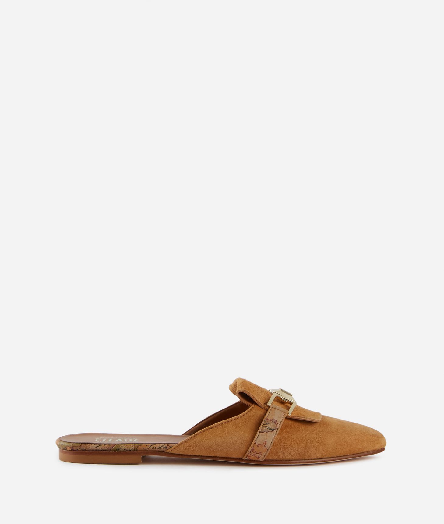 Suede leather flat mules with horsebit Leather Brown,front