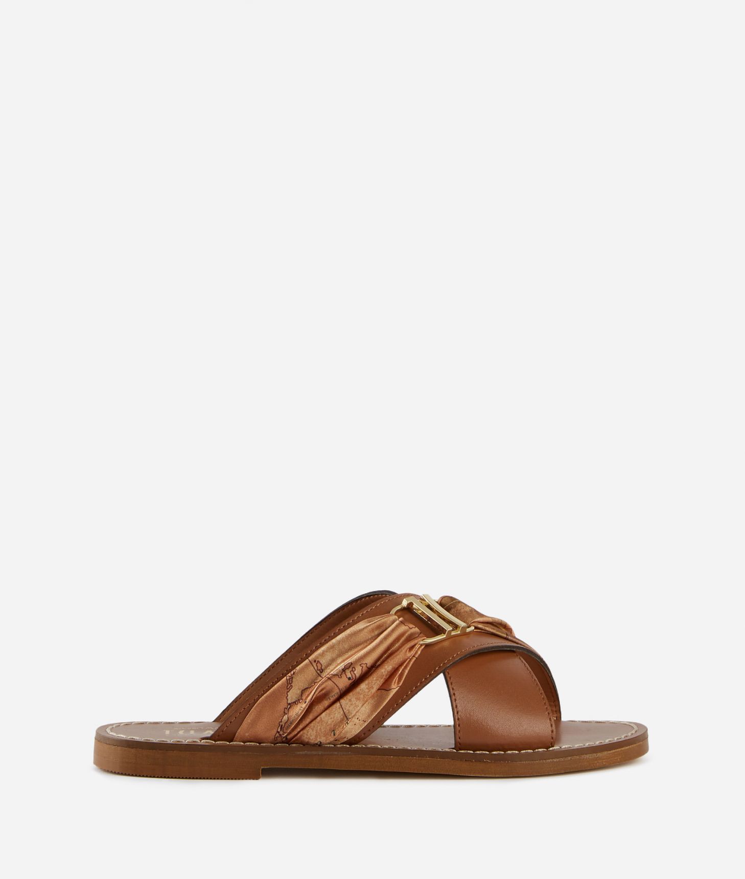 Smooth leather Positano sandals Leather Brown,front