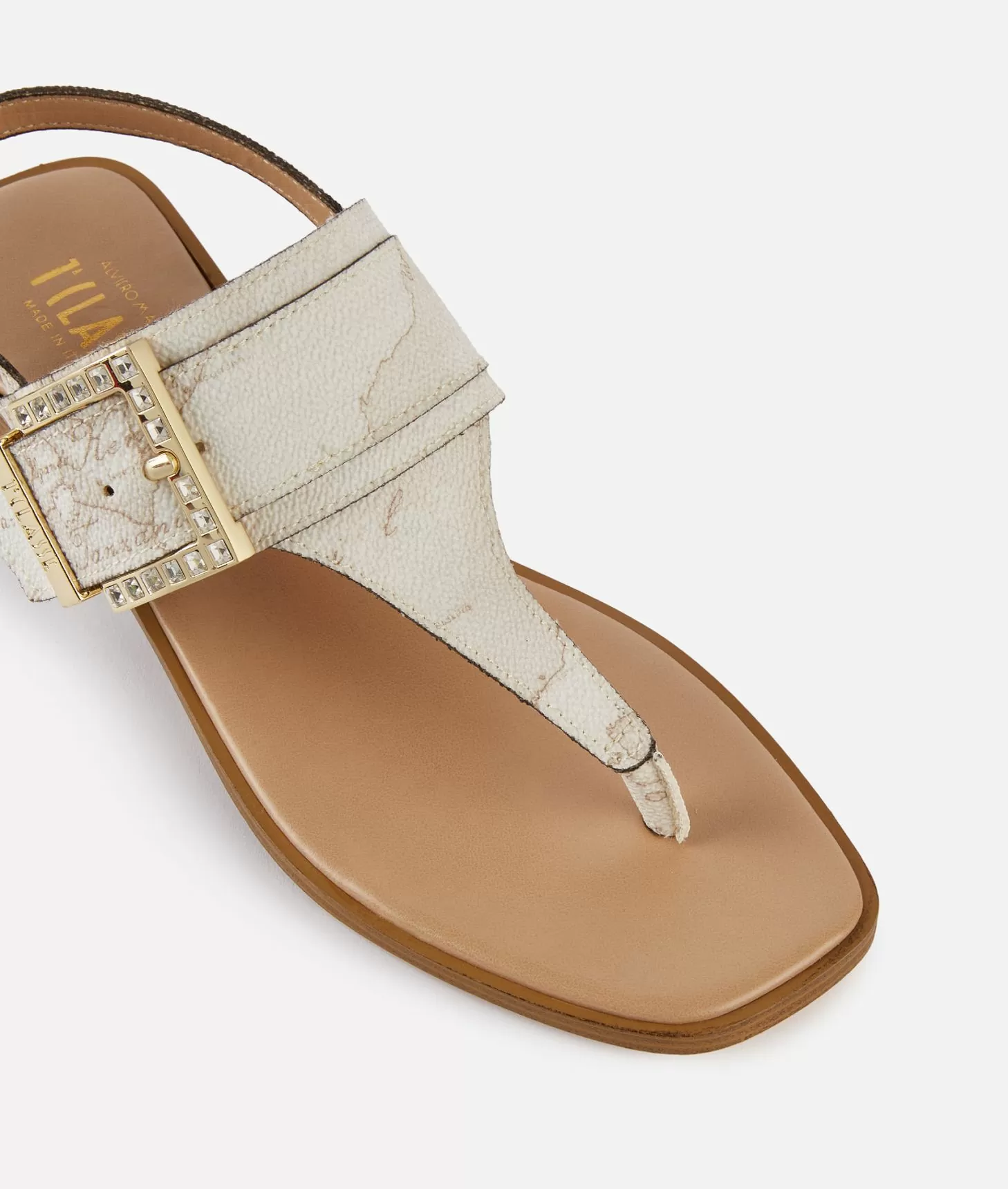 ALVIERO MARTINI PRIMA CLASSE Thong sandals in Geo White fabric White