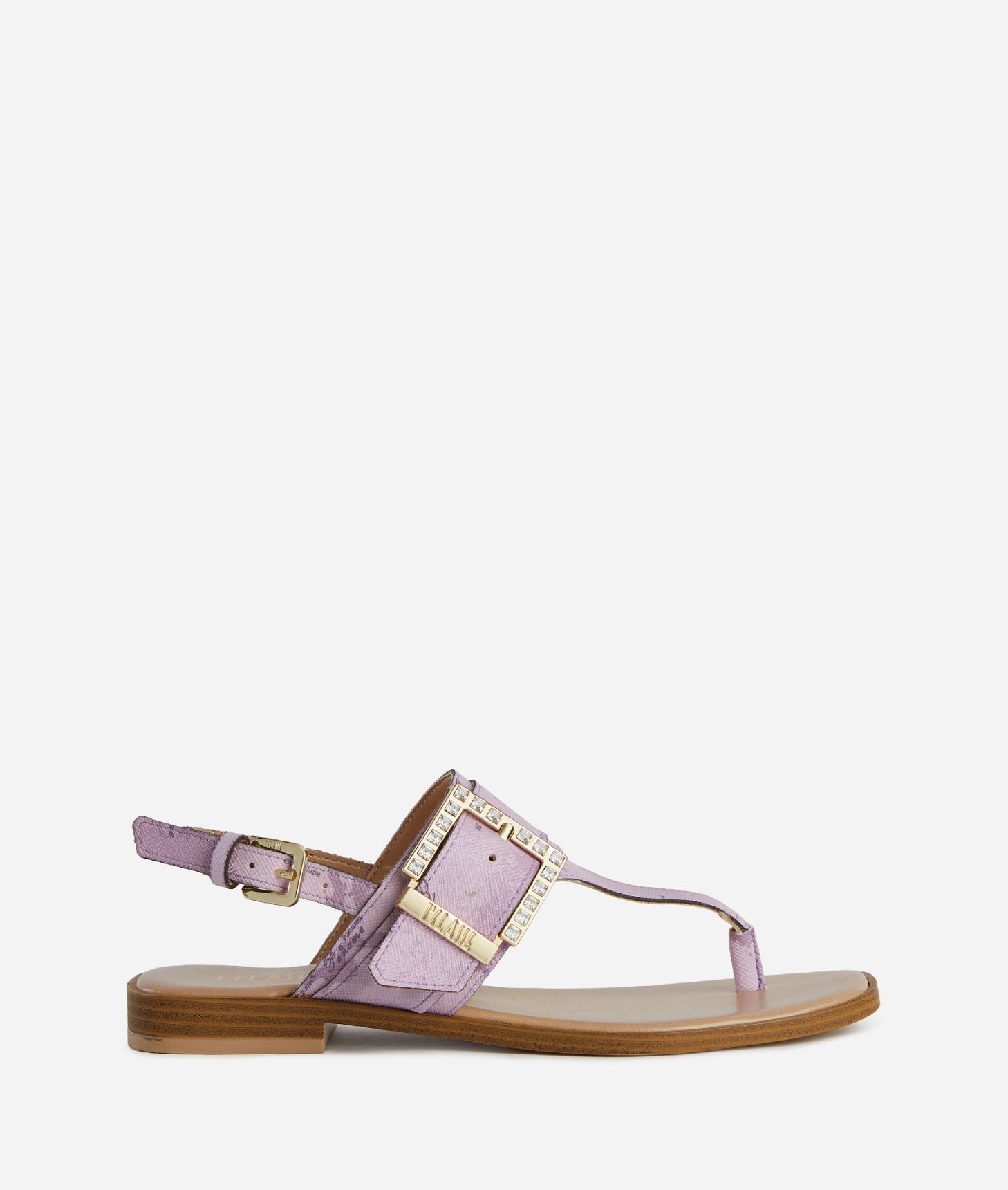 Thong sandals in Geo Orchidea fabric Mauve,front