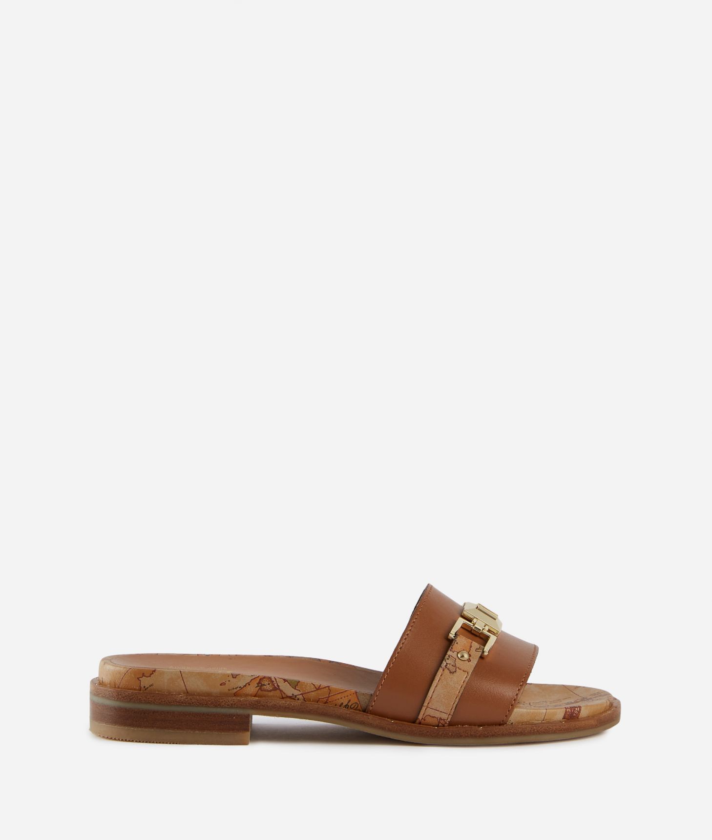Smooth leather sandals with horsebit Leather Brown,front