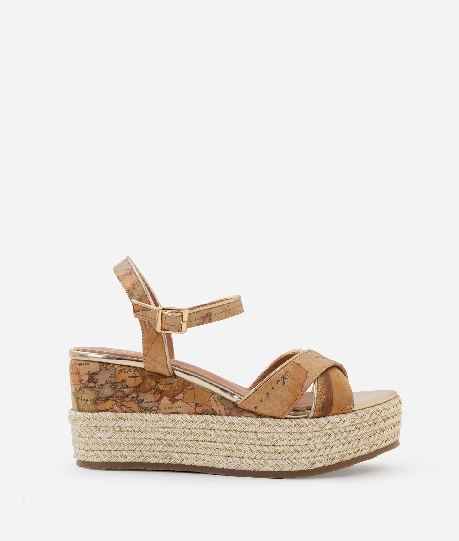 Napa-effect rope-wedge sandals in Geo Classic Natural,front