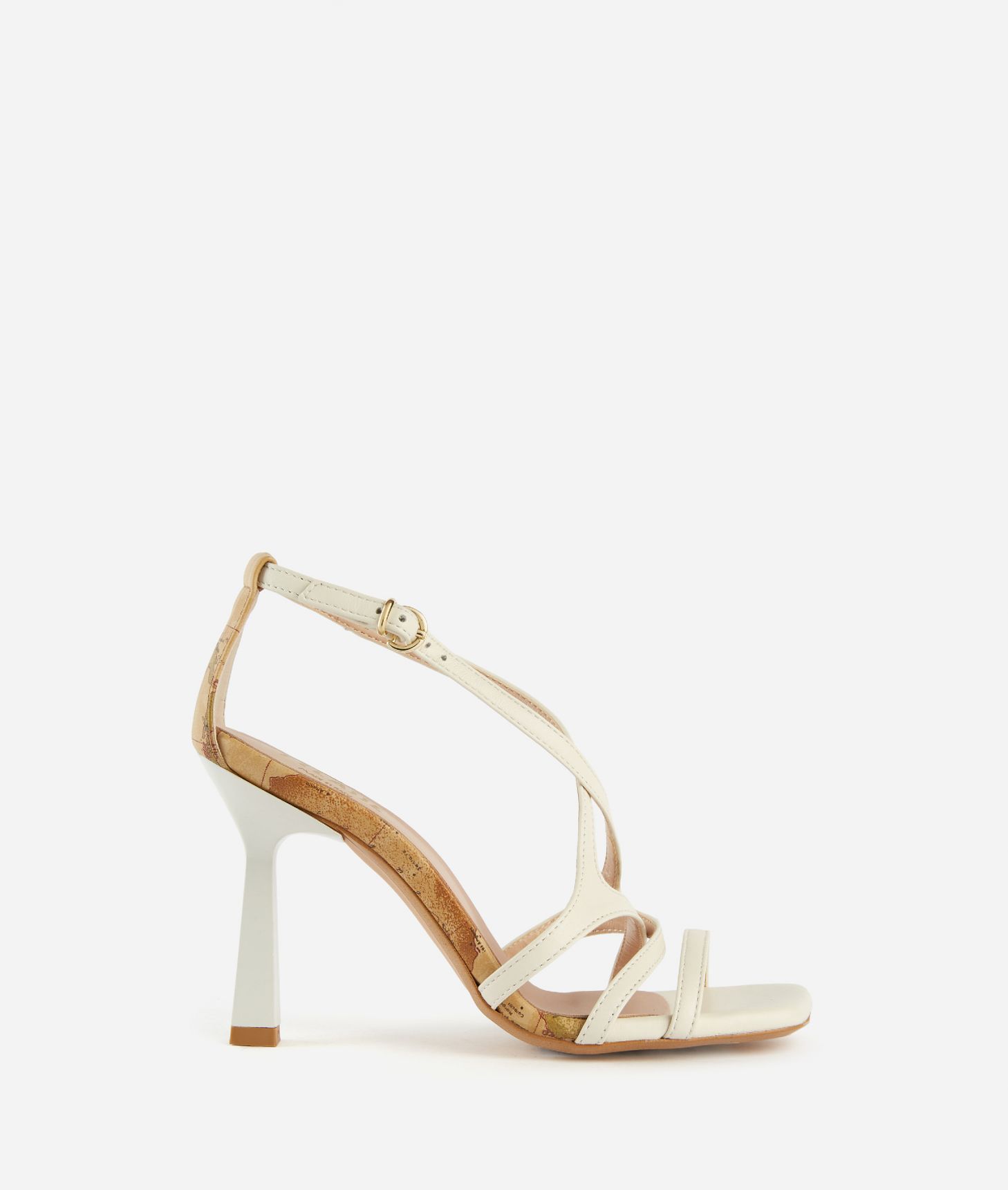 Smooth napa leather high-heel sandals Ivory,front