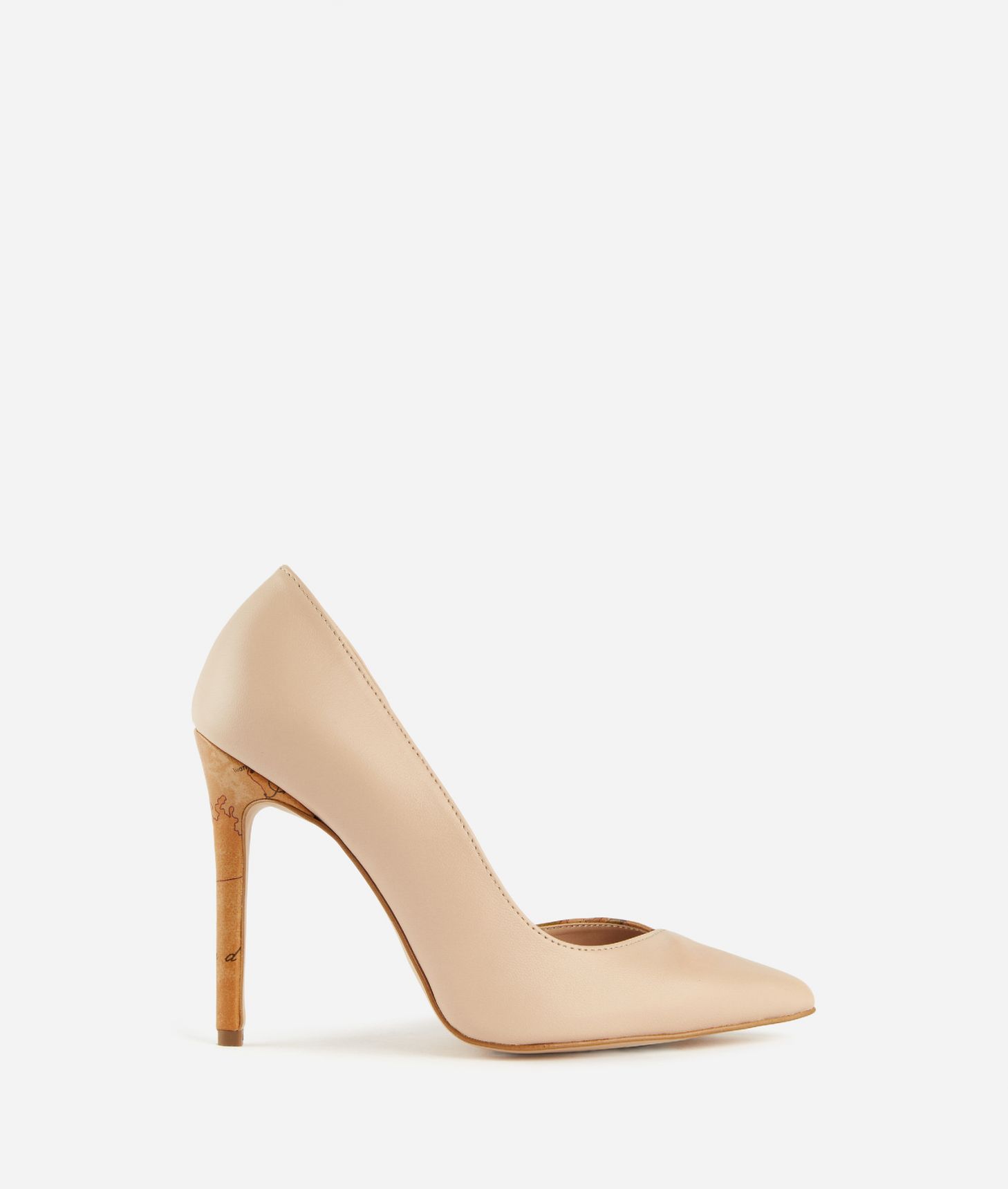 Smooth napa leather court shoes with Geo Classic heel Nude,front
