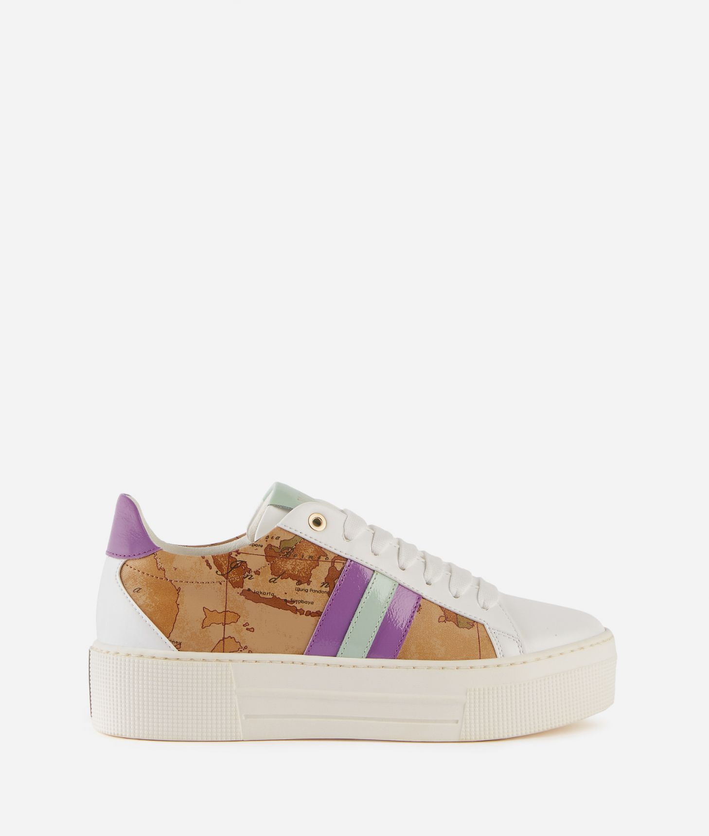 Napa-effect sneakers with Mauve and Sage detail White,front