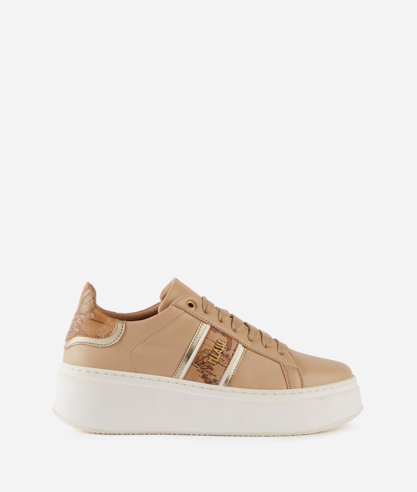 Napa-effect platform sneakers with band in Geo Classic Natural,front