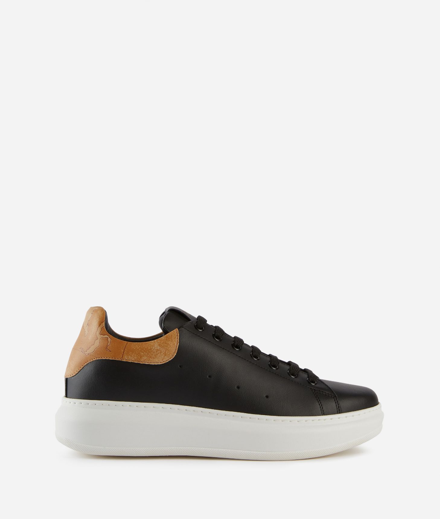 Smooth leather sneakers Black,front