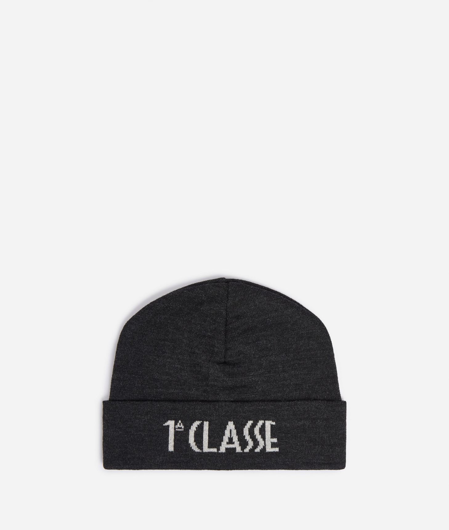 Wool blend hat with logo Anthracite Grey,front