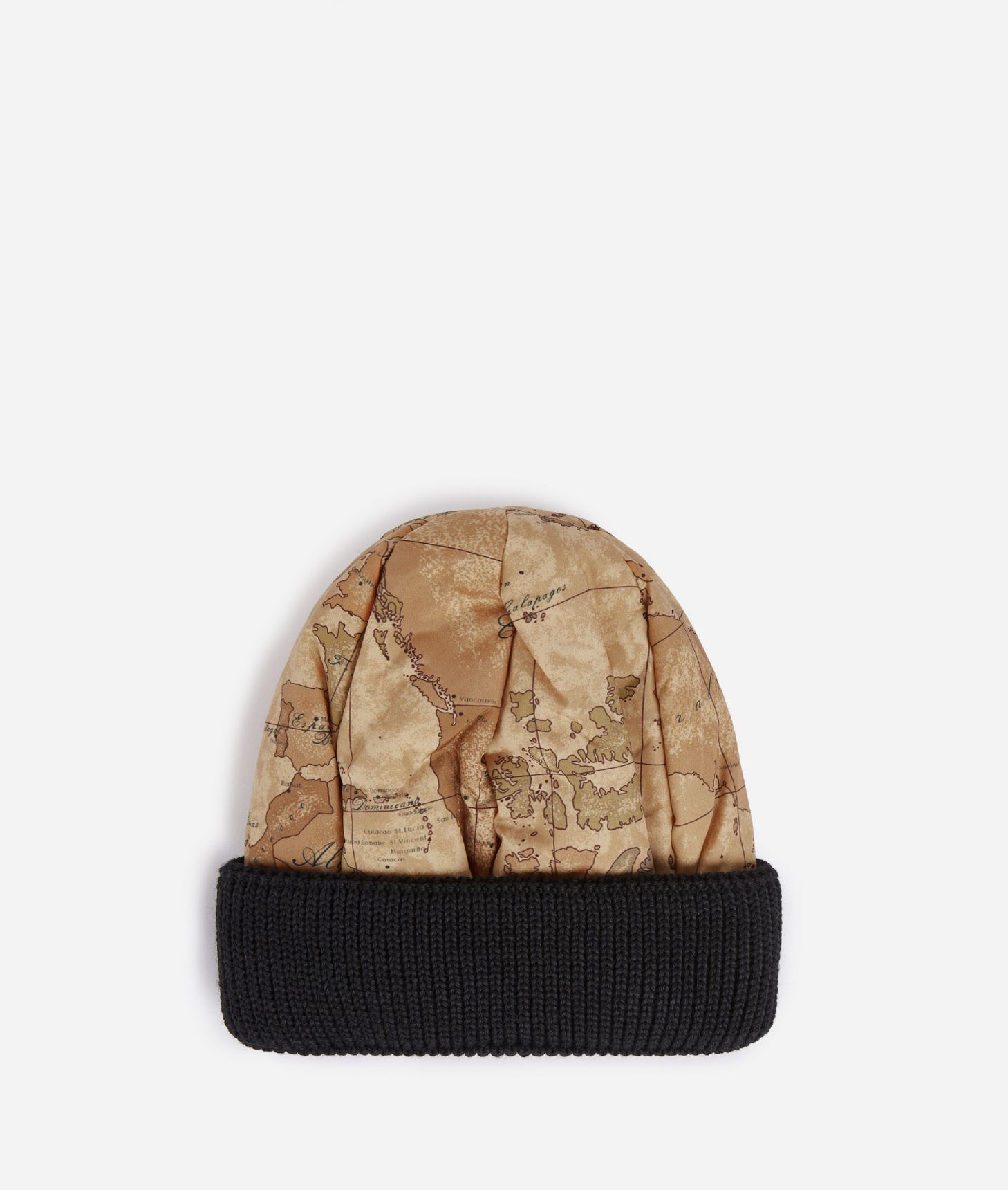 Down nylon hat with Geo Classic print Black,front