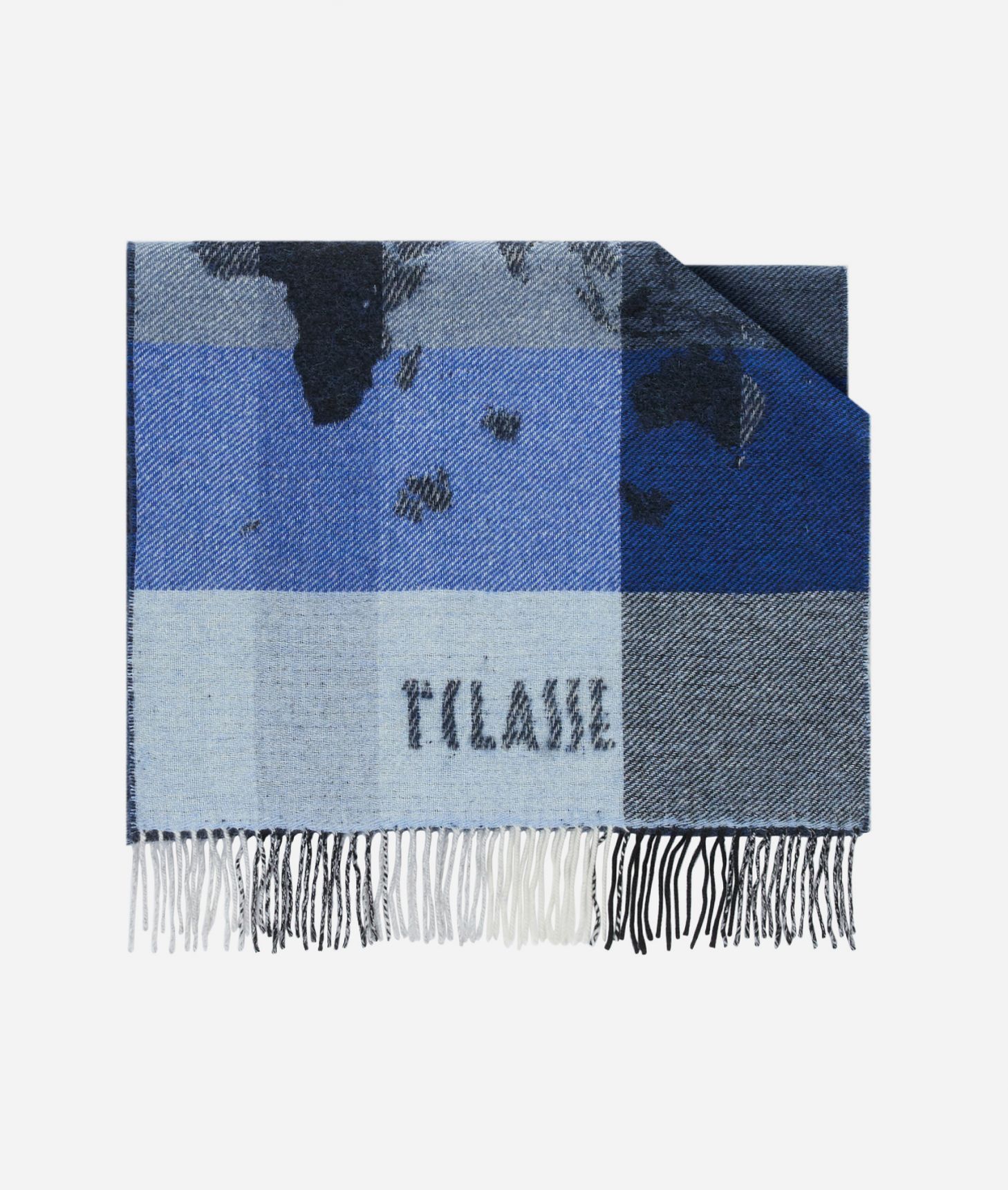 Stola Geo Pieno in misto lana 50x180 Bluette,front