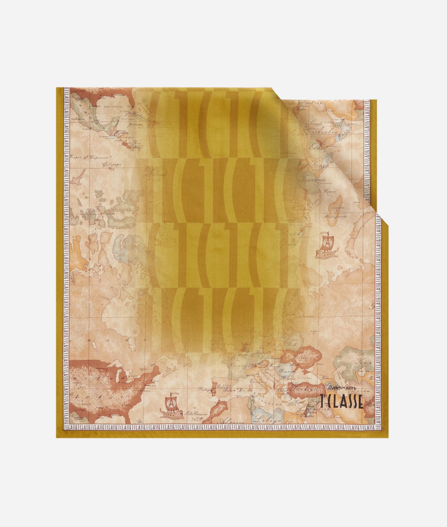 Geo Classic scarf with gradient logo 45x180 Oil Yellow,front