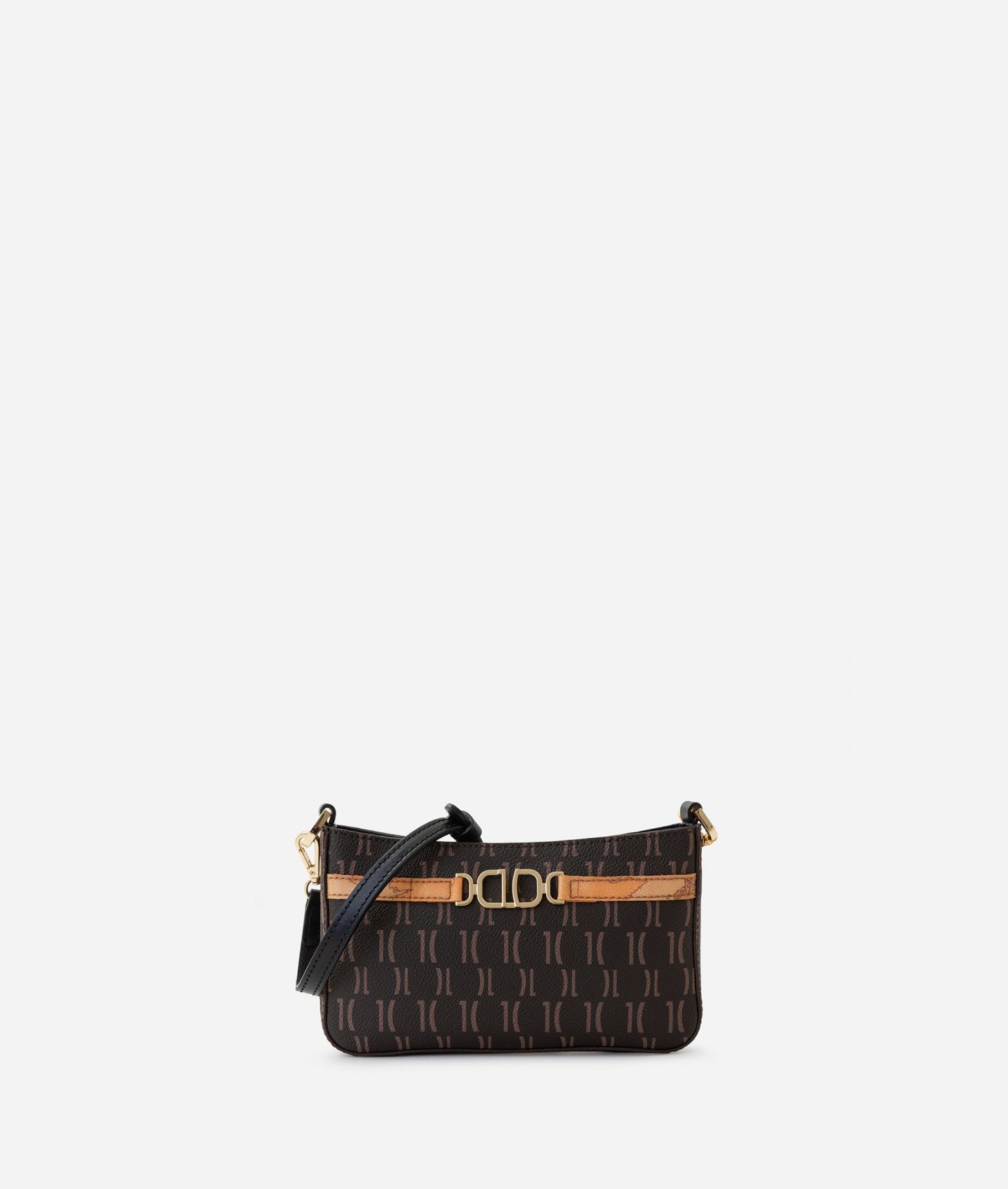 3D Monogram pouch with crossbody strap Black,front