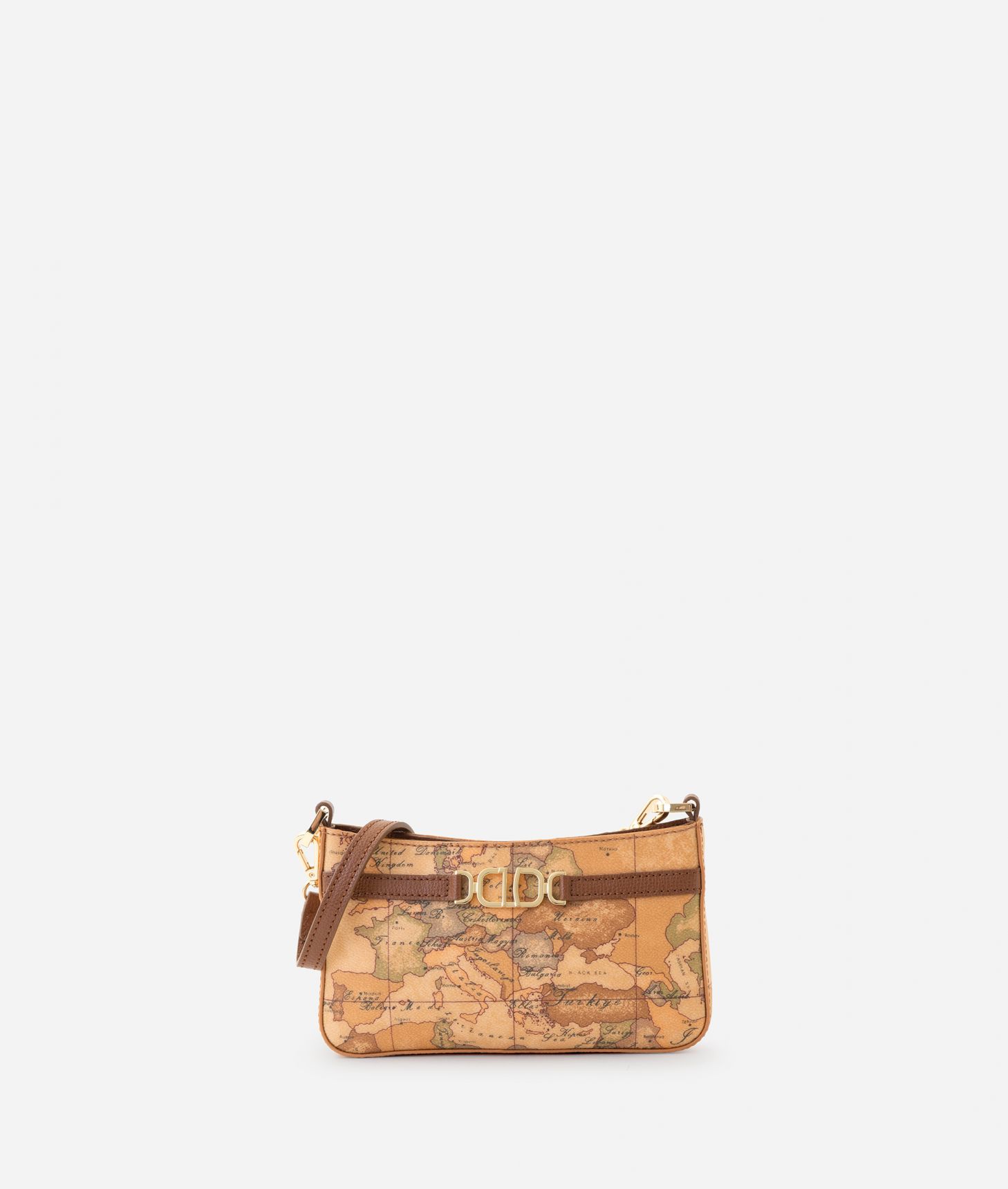 3D Geo pouch with crossbody strap Chestnut,front