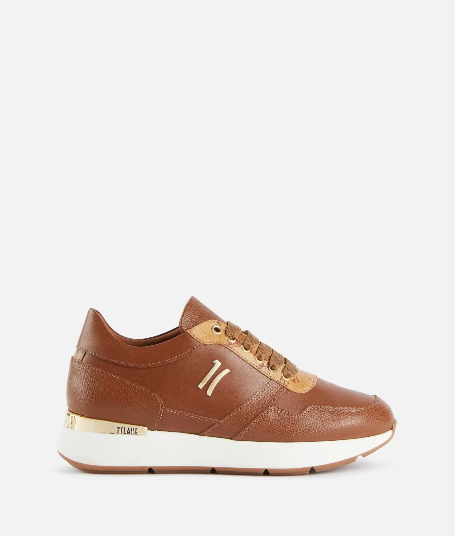 ALVIERO MARTINI PRIMA CLASSE Grainy leather running shoes with 1C logo Chestnut