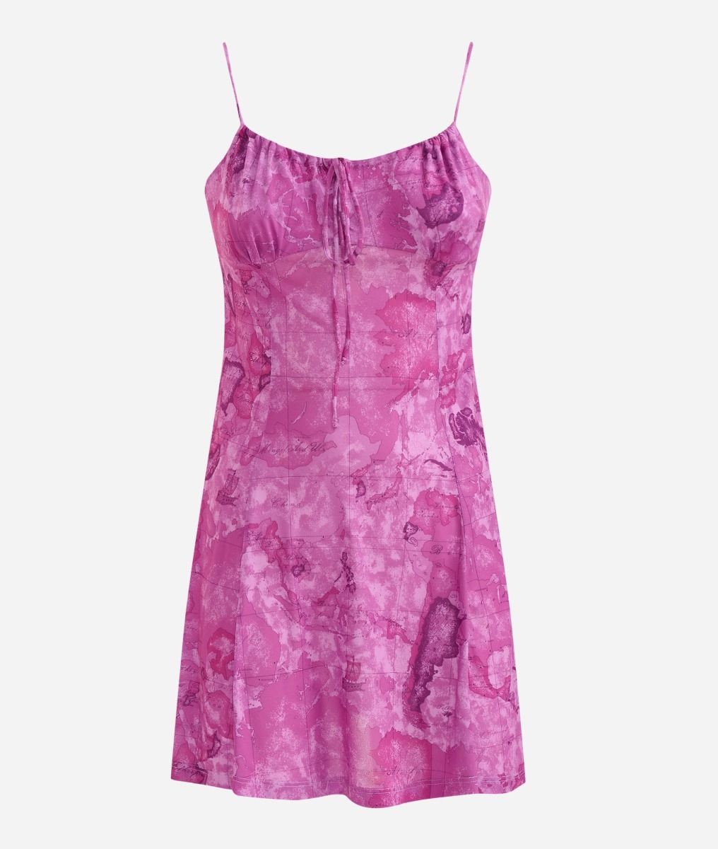 Geo Color short crêpe dress Bellflower Purple,front