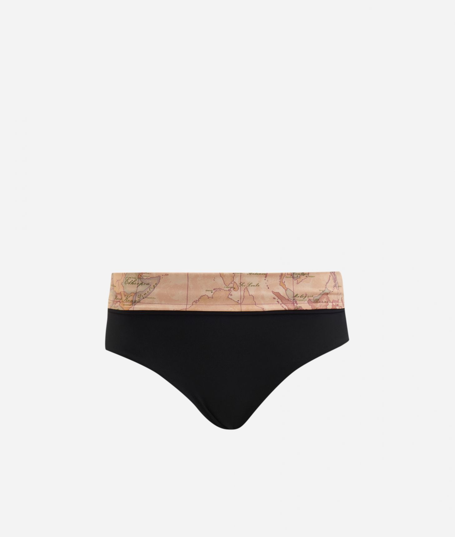 Basic Colors folded top bikini bottom Black,front
