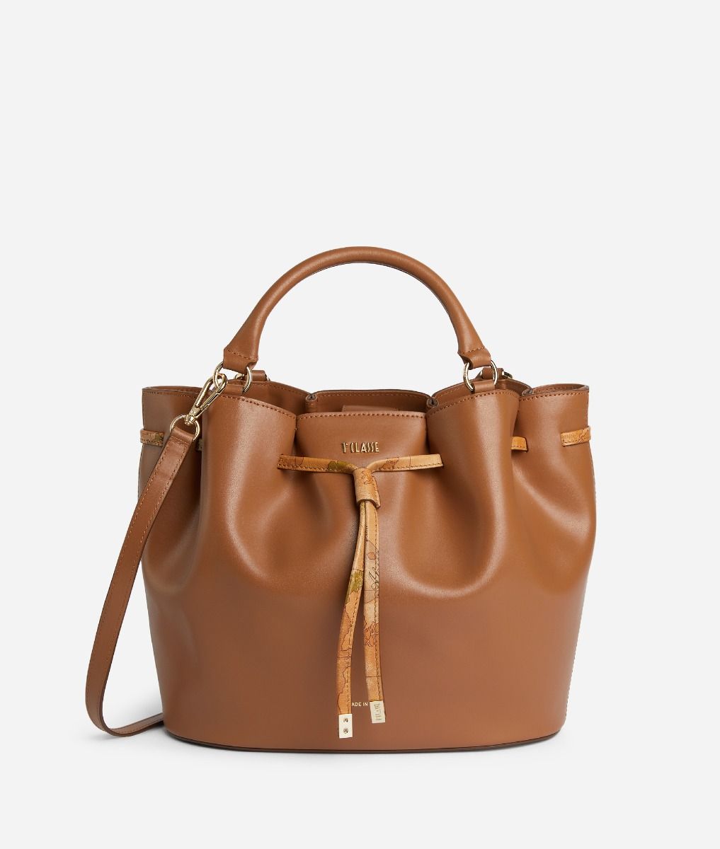 Miami Bag bucket bag with crossbody strap Leather Brown,front