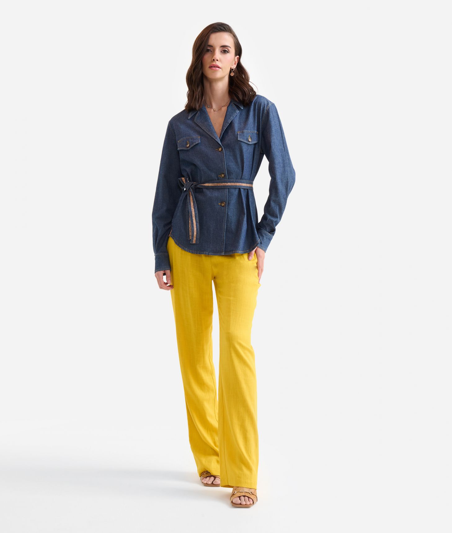 Lightweight denim shirt Dark Blue,front