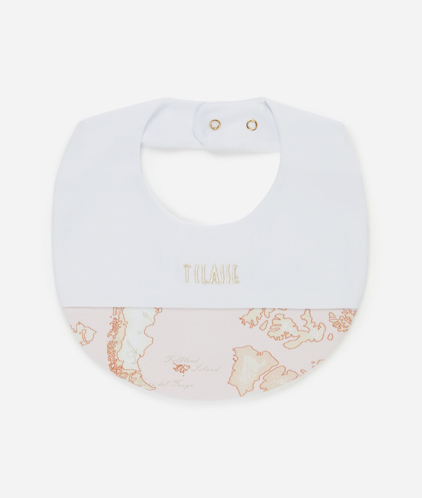 Cotton bib with Geo Dream detail Pink,front