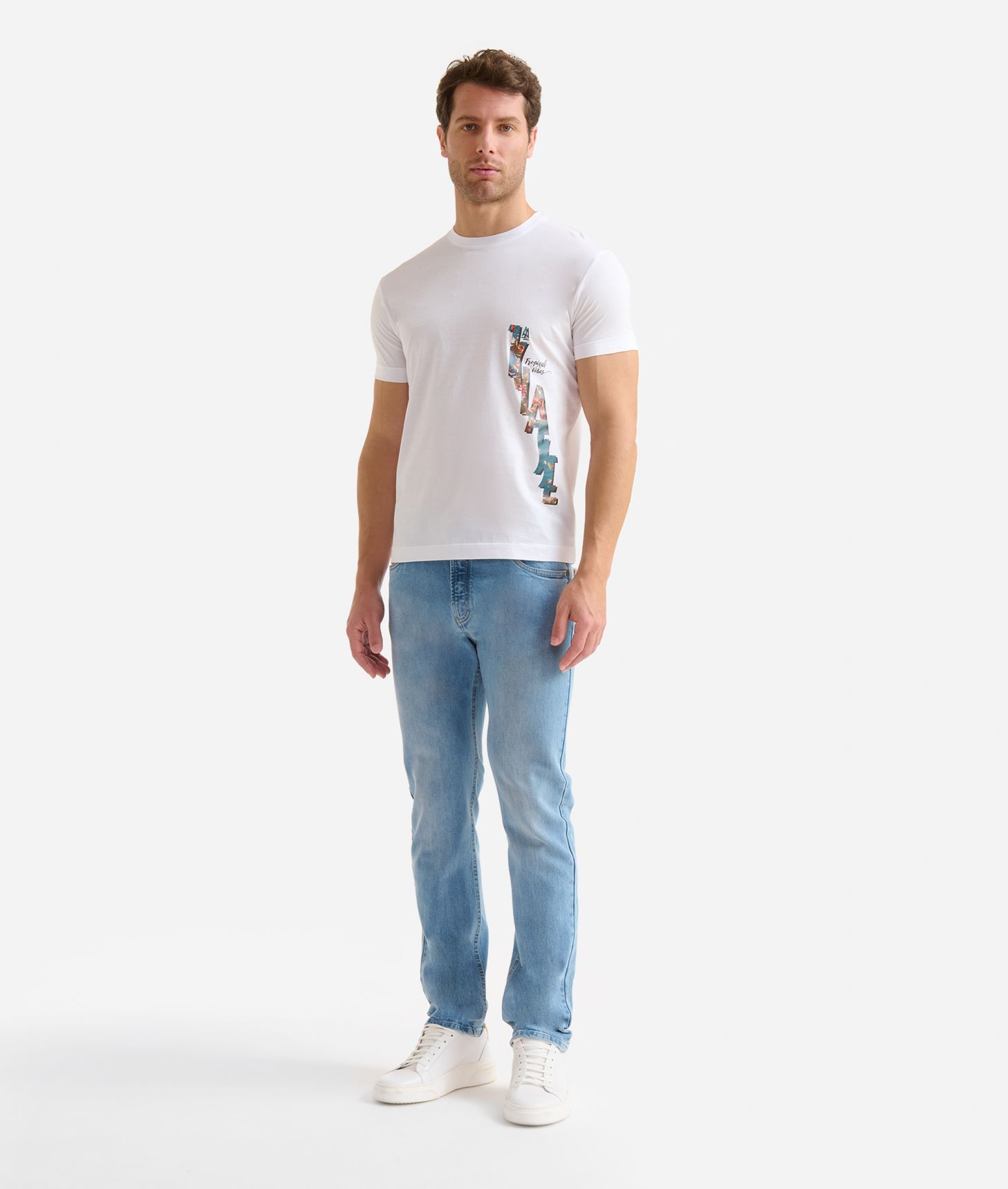 Cotton t-shirt with Geo Tropical logo White,front