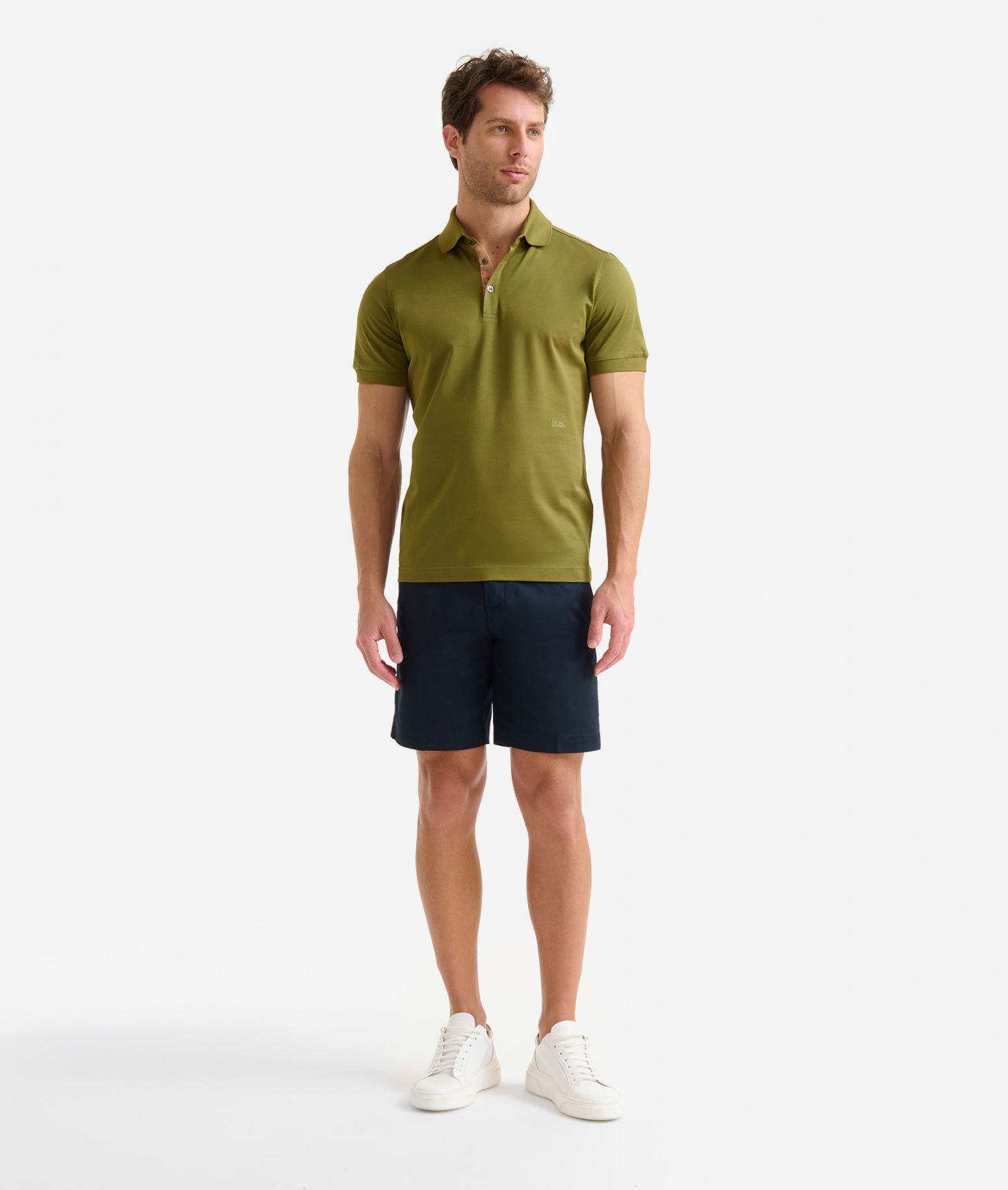 Polo in cotone piquet Verde Oliva,front