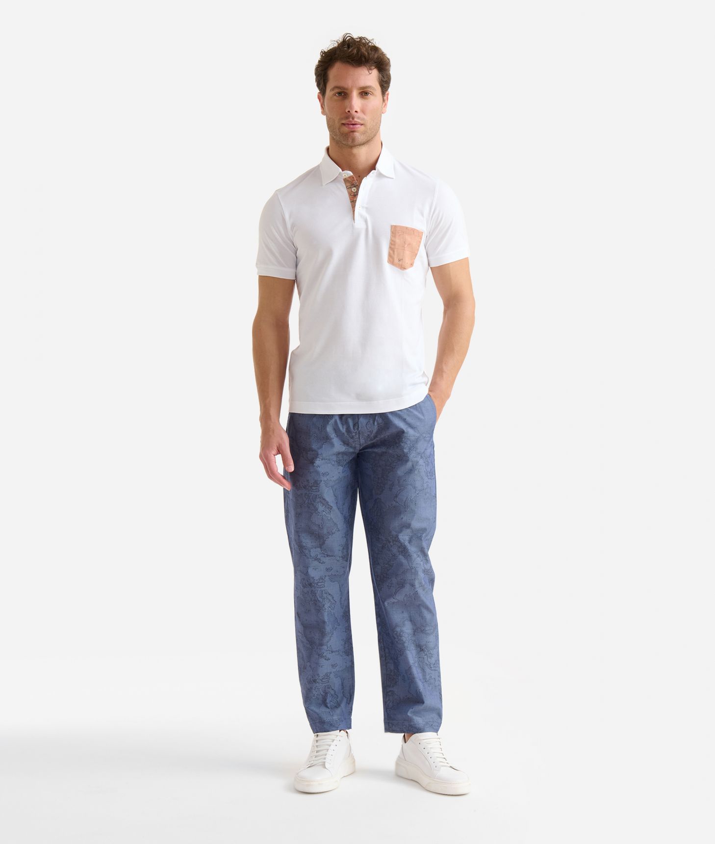 Piqué cotton polo shirt with Geo Classic pocket White,front