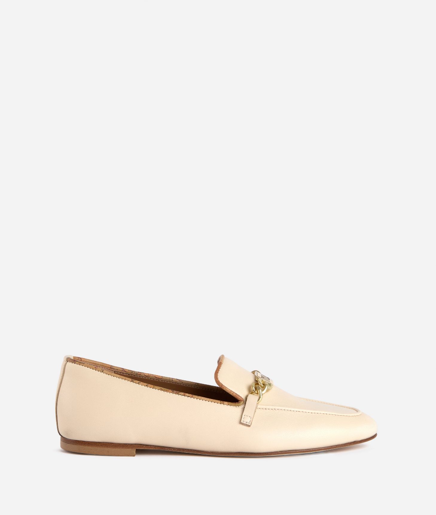 Smooth napa leather loafers with horsebit Ivory,front