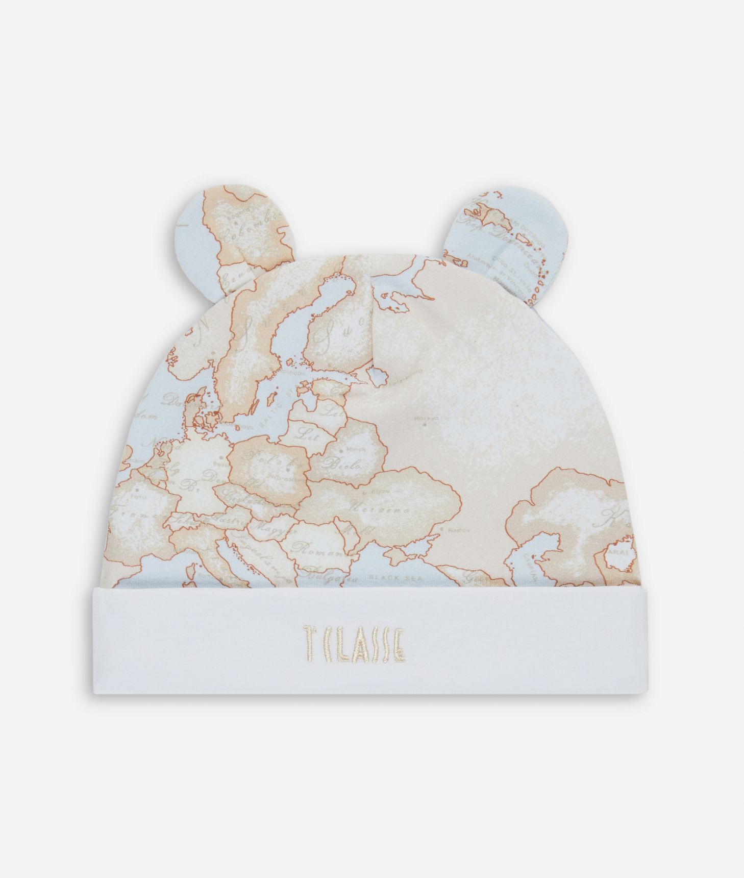 Geo Dream cotton cap with bear ears Sky Blue,front
