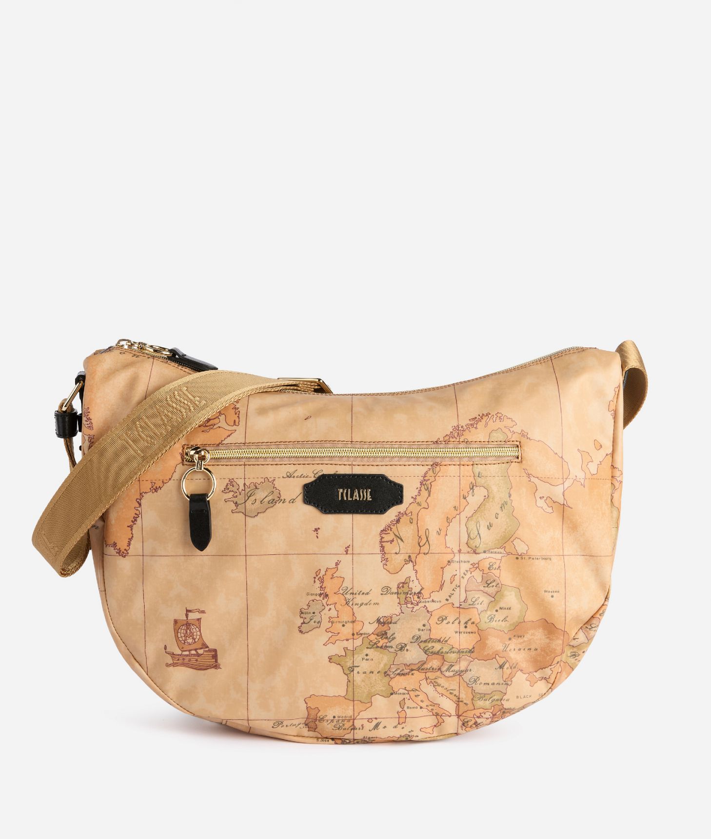 Soft Fusion large halfmoon crossbody bag Black,front