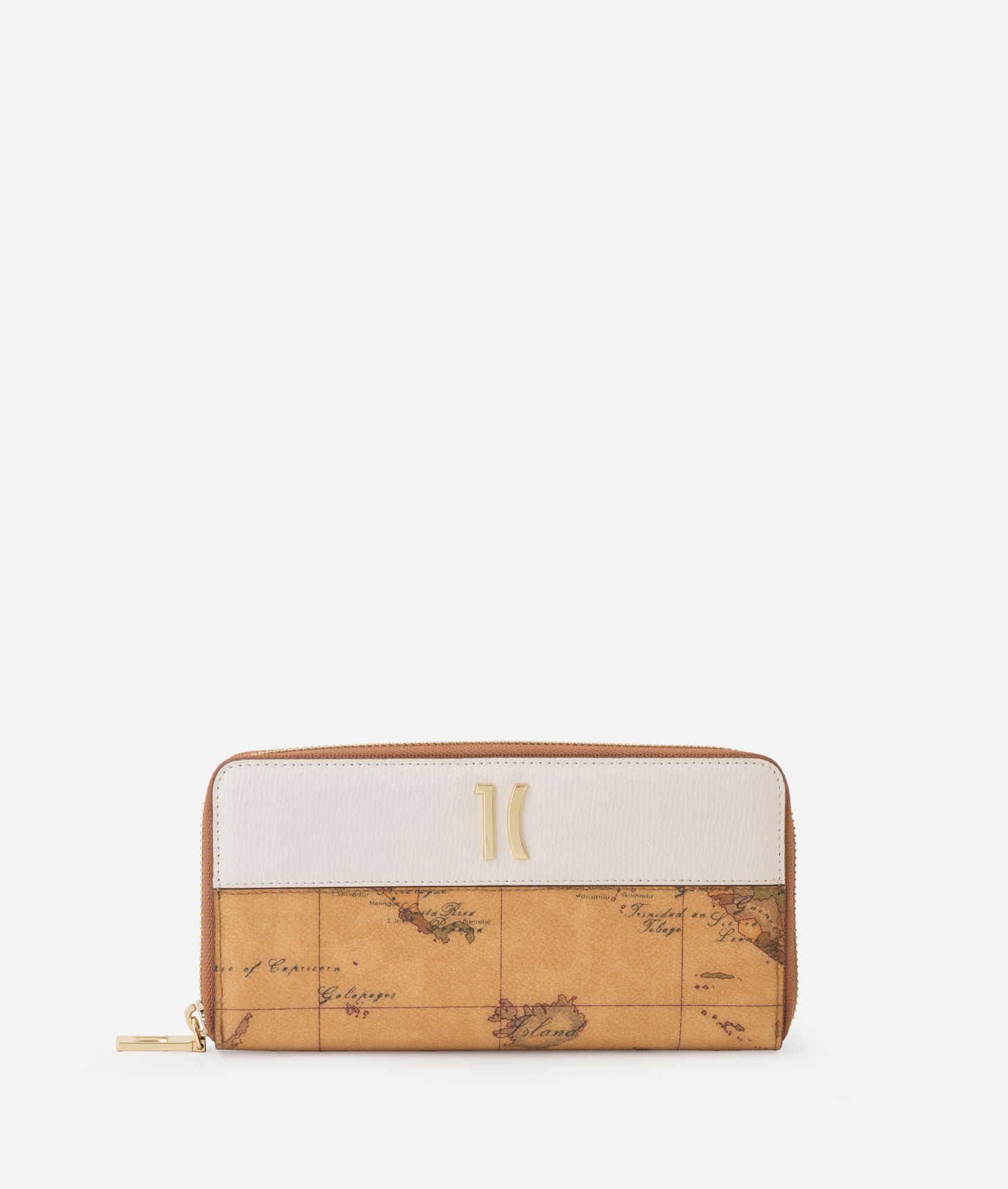 Heritage Geo zip-around wallet Ivory,front