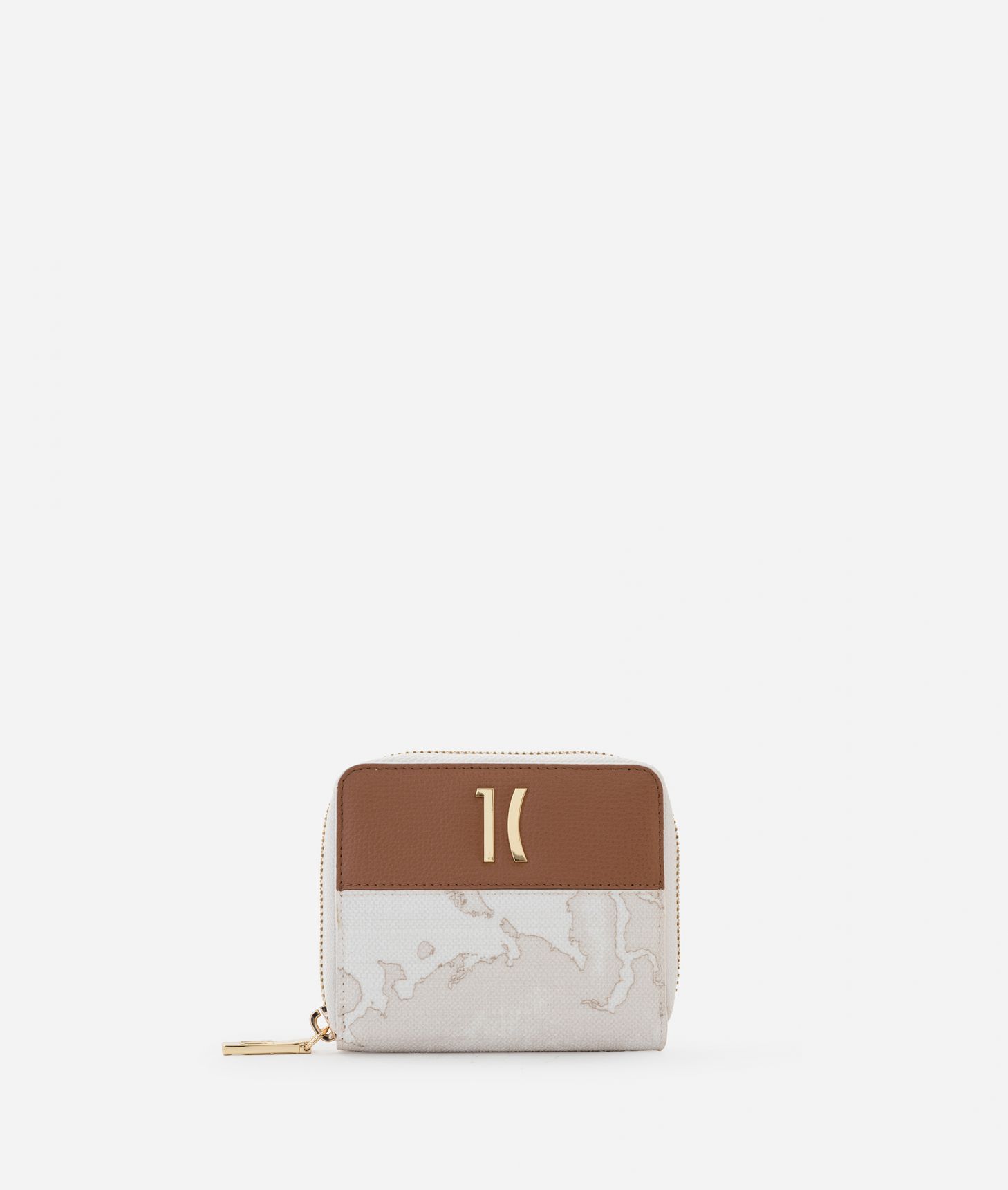 Heritage Geo small zip-around wallet Geo White,front