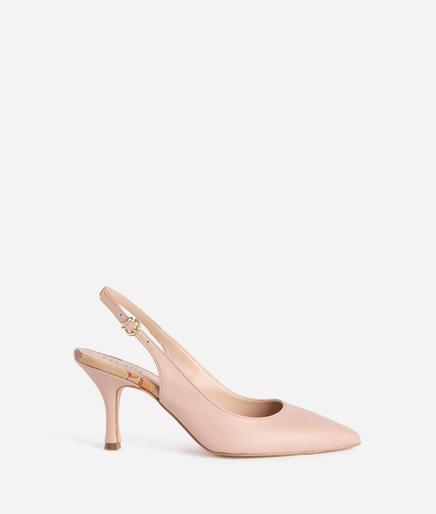 Smooth leather slingback heels Nude,front